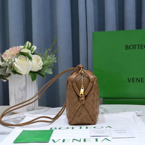 Bottega Veneta Small Loop Camera Bag 723548 Tan Intrecciato leather