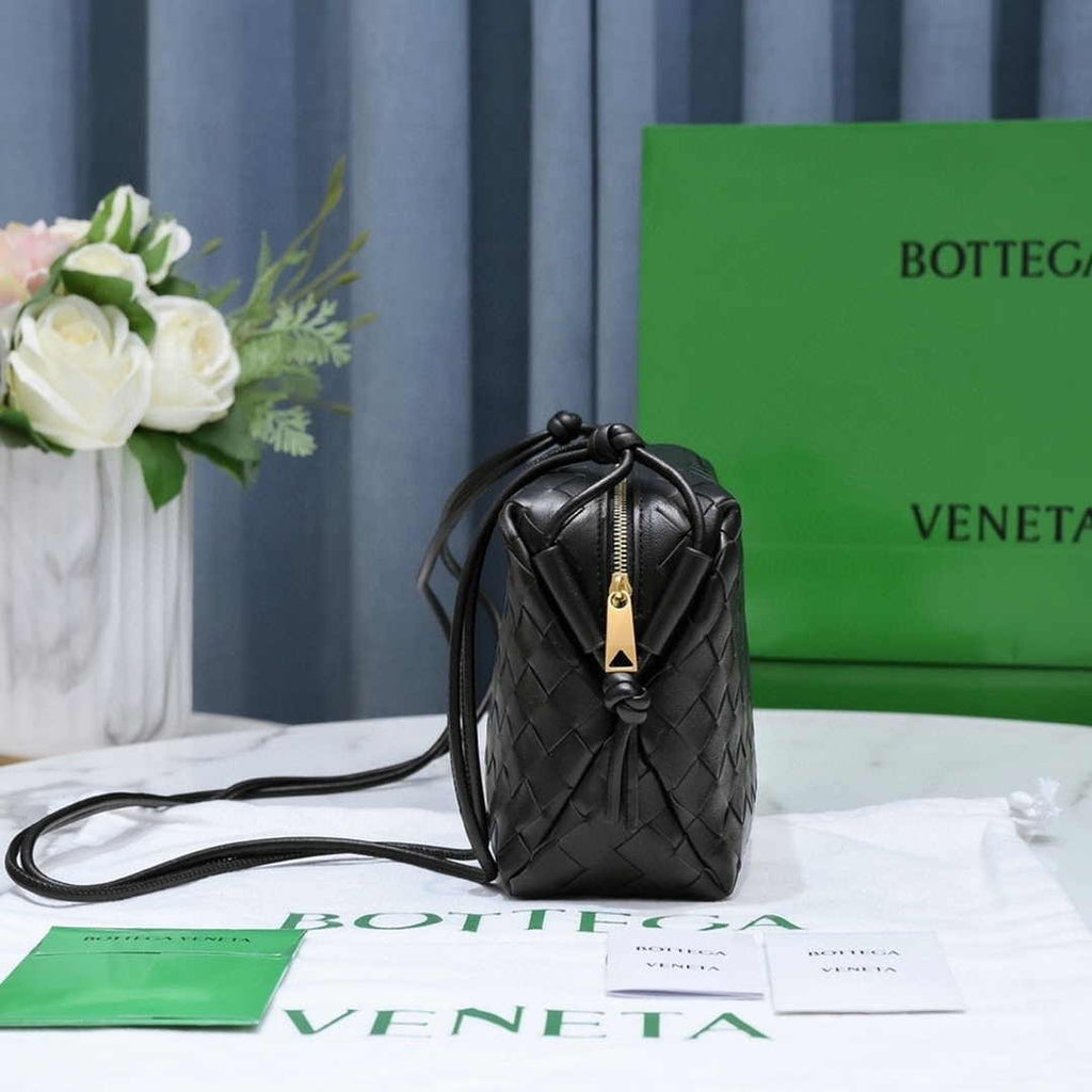 Bottega Veneta Small Loop Camera Bag 723548 Black Intrecciato leather