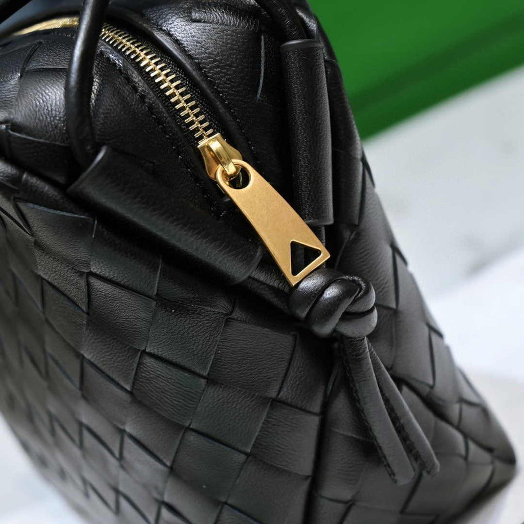 Bottega Veneta Small Loop Camera Bag 723548 Black Intrecciato leather