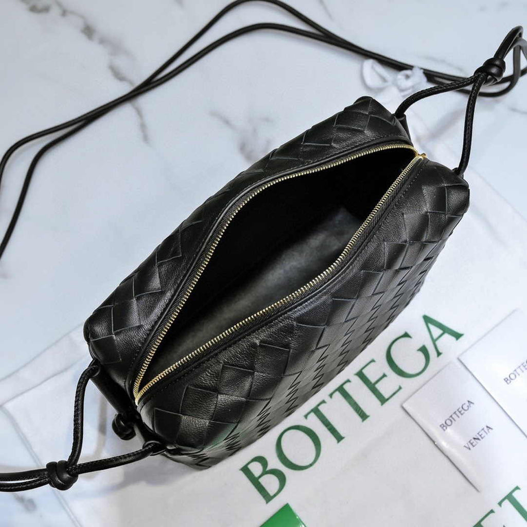 Bottega Veneta Small Loop Camera Bag 723548 Black Intrecciato leather