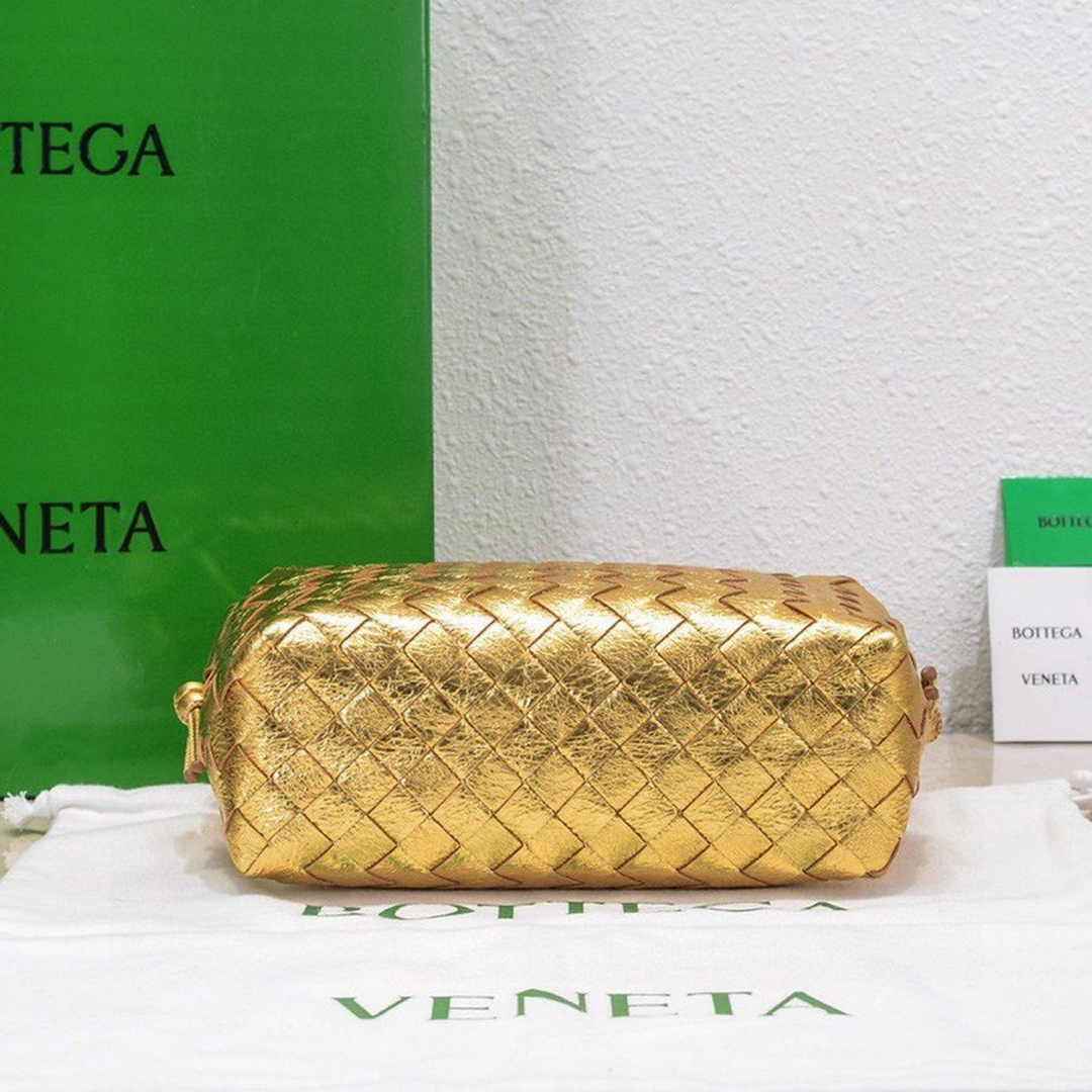 Bottega Veneta Small Loop Camera Bag 723548 Gold Intrecciato leather