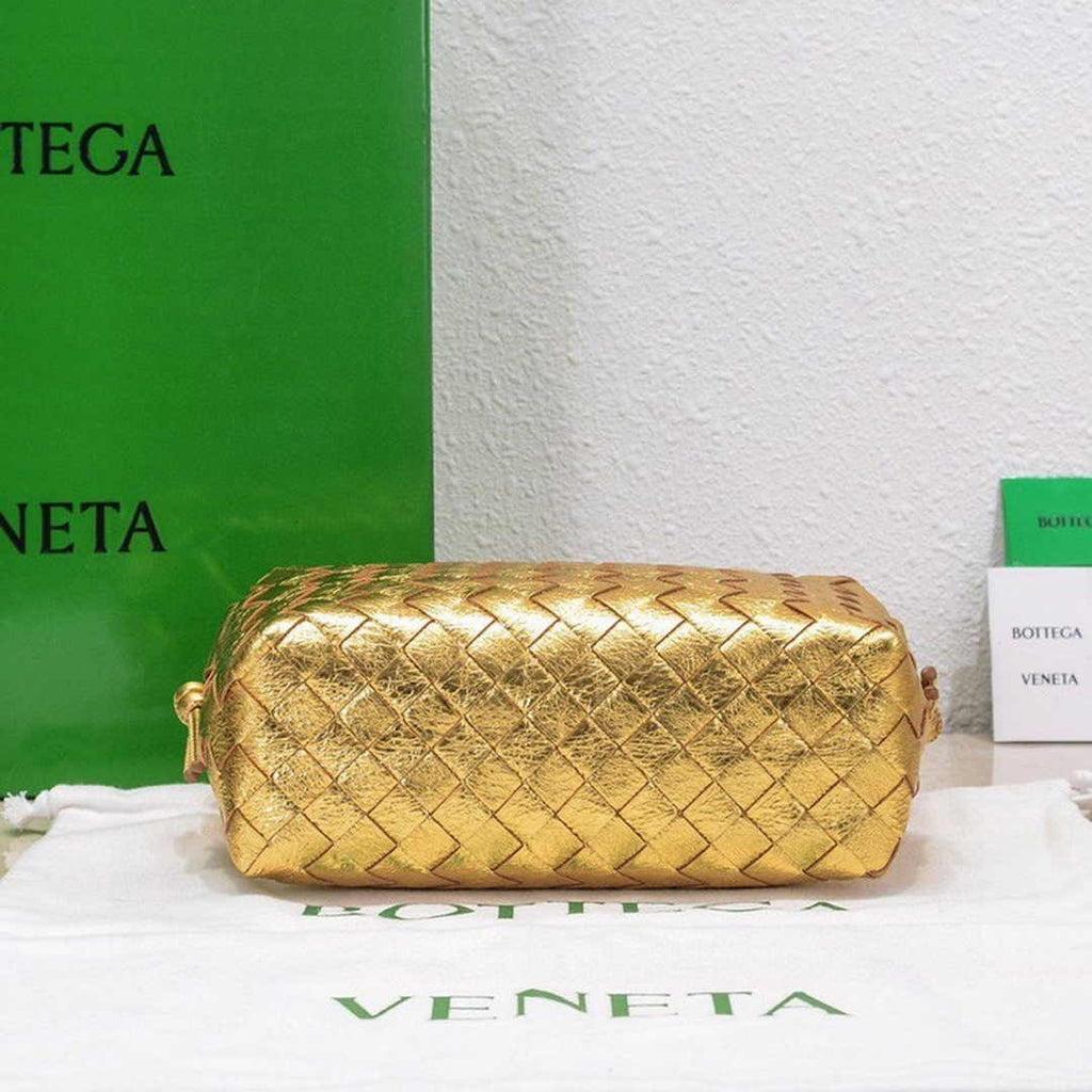Bottega Veneta Small Loop Camera Bag 723548 Gold Intrecciato leather
