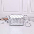 Bottega Veneta Small Loop Camera Bag 723548 Silver Intrecciato leather