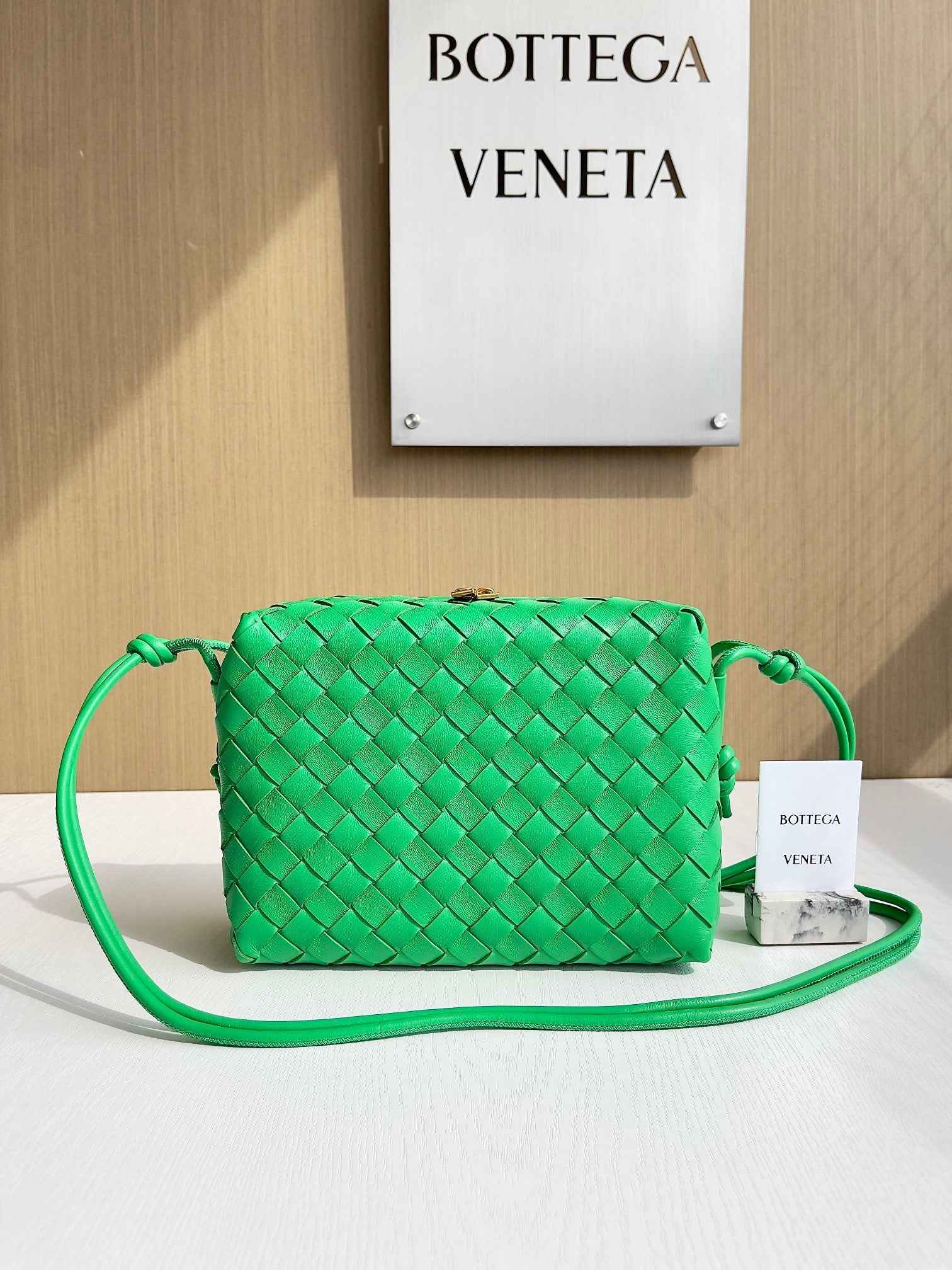 Bottega Veneta Small Loop Camera Bag 680255 Lambskin Green