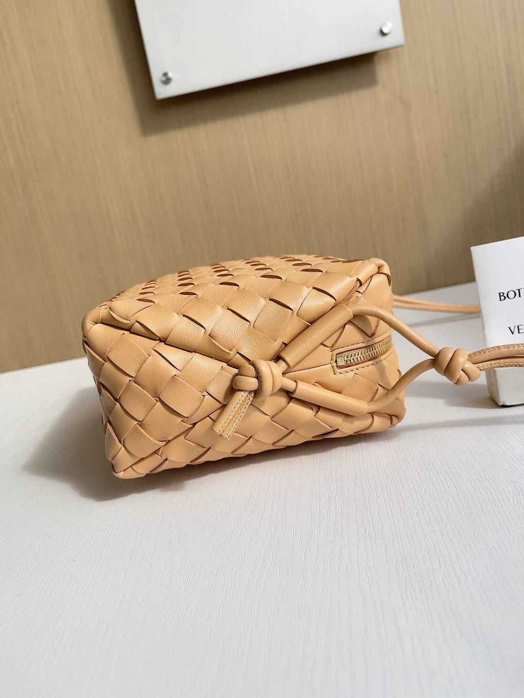 Bottega Veneta Small Loop Camera Bag 680255 Lambskin Dark Apricot