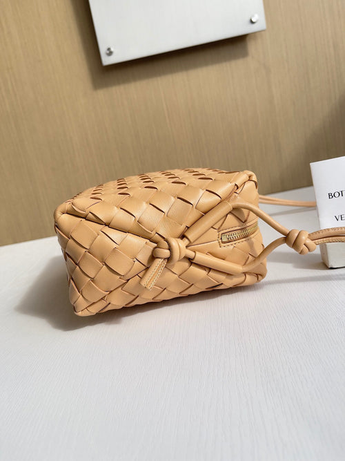 Bottega Veneta Small Loop Camera Bag 680255 Lambskin Dark Apricot