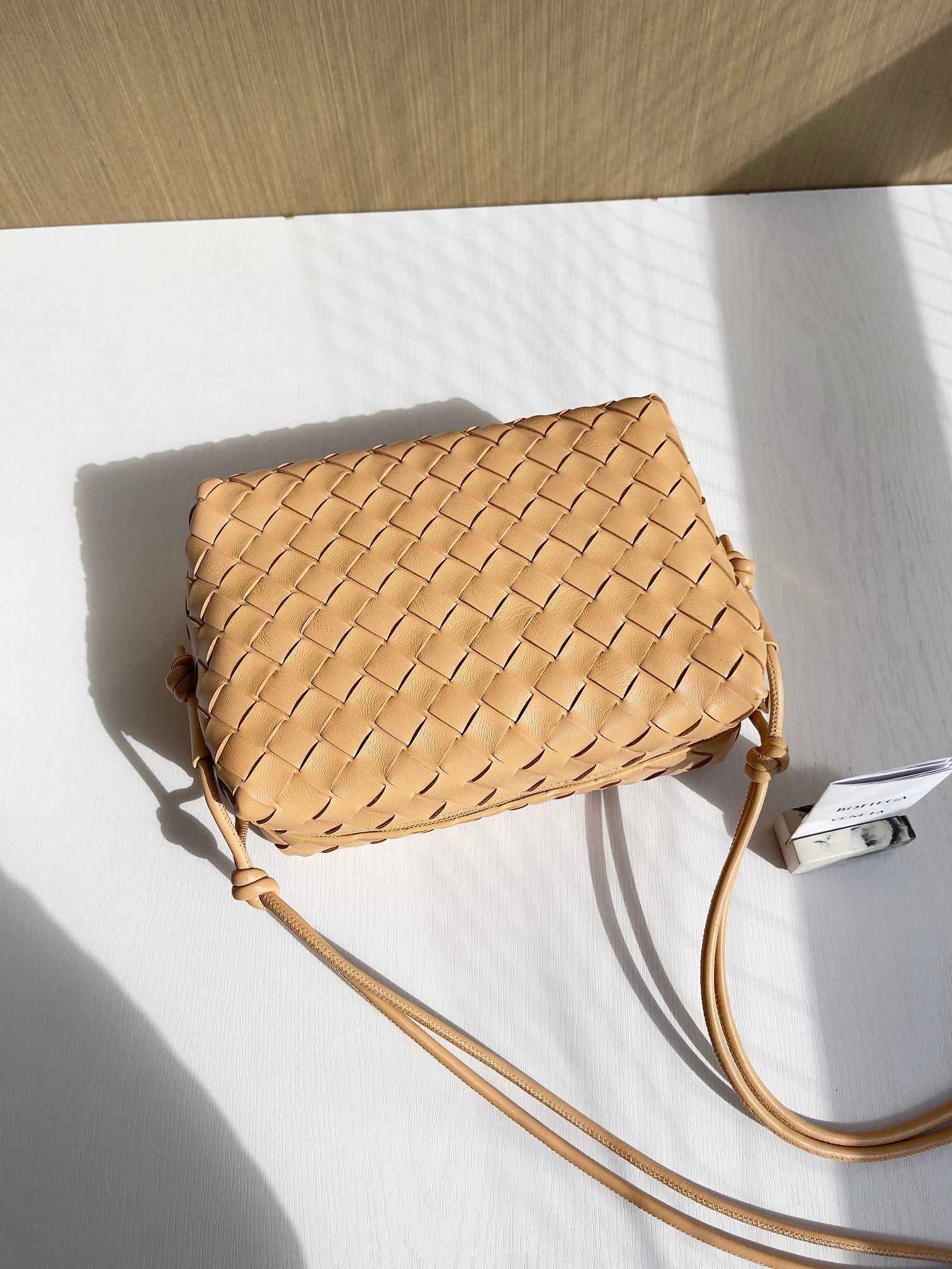 Bottega Veneta Small Loop Camera Bag 680255 Lambskin Dark Apricot
