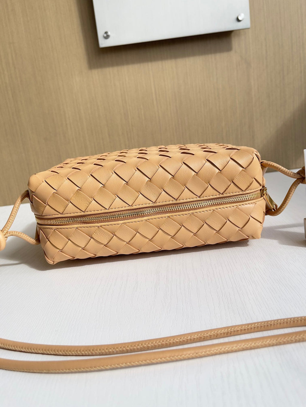 Bottega Veneta Small Loop Camera Bag 680255 Lambskin Dark Apricot