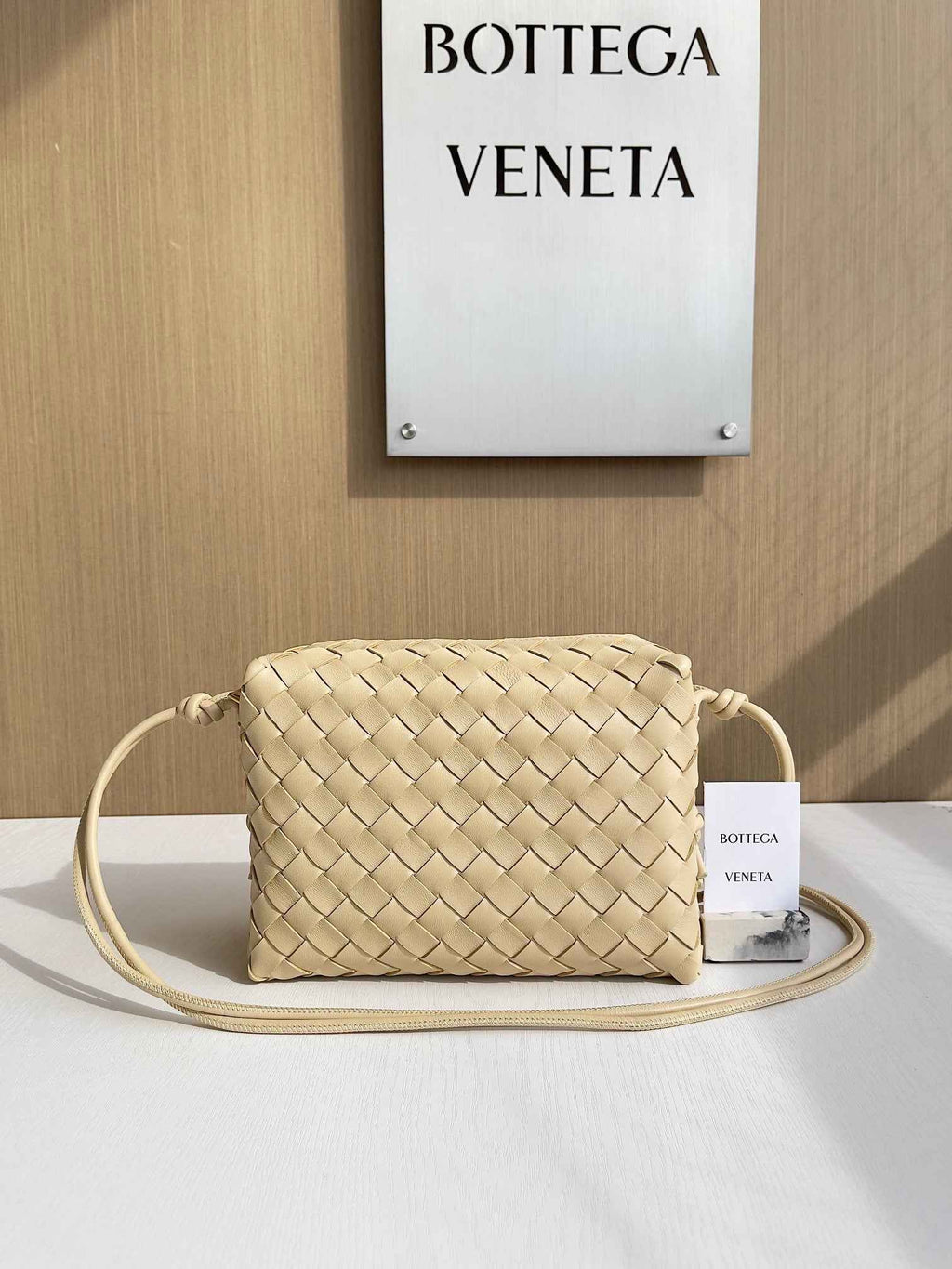 Bottega Veneta Small Loop Camera Bag 680255 Lambskin Apricot