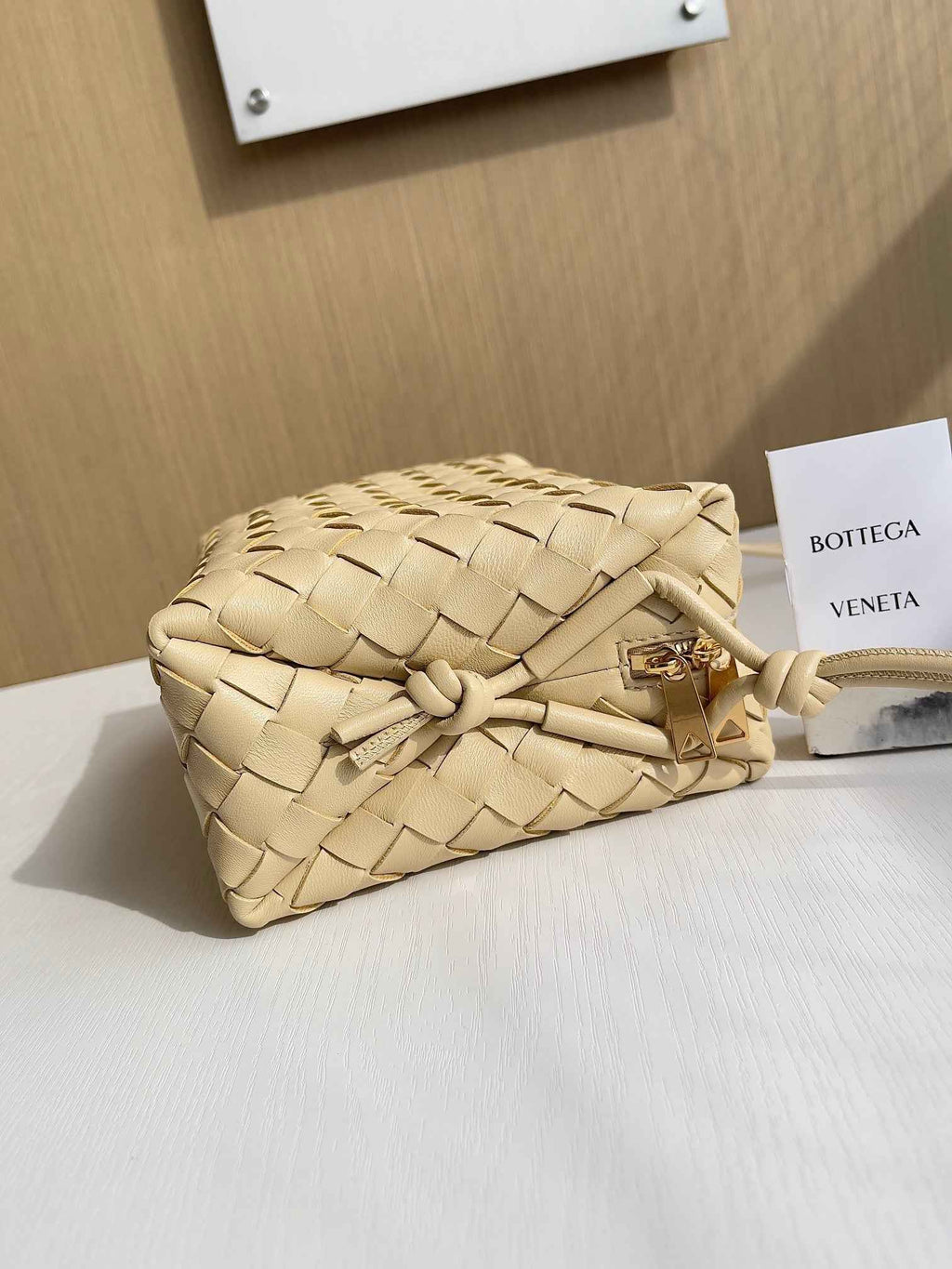 Bottega Veneta Small Loop Camera Bag 680255 Lambskin Apricot