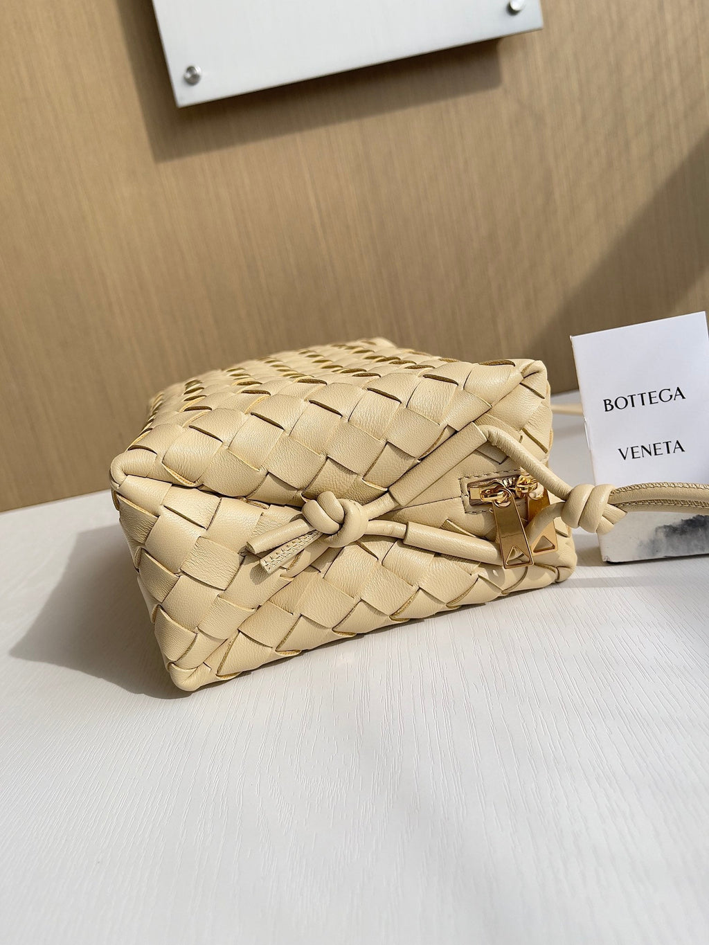 Bottega Veneta Small Loop Camera Bag 680255 Lambskin Apricot
