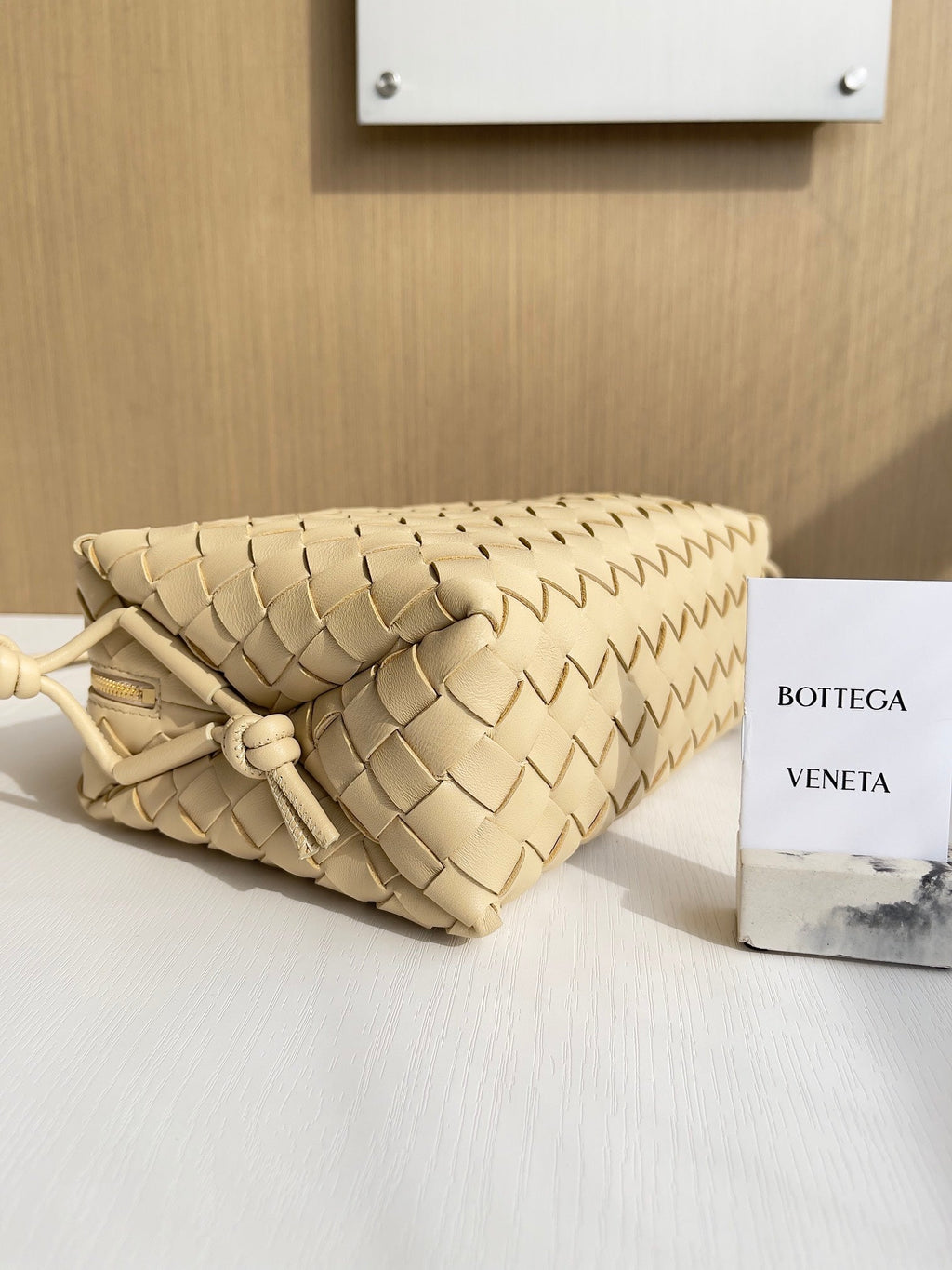 Bottega Veneta Small Loop Camera Bag 680255 Lambskin Apricot