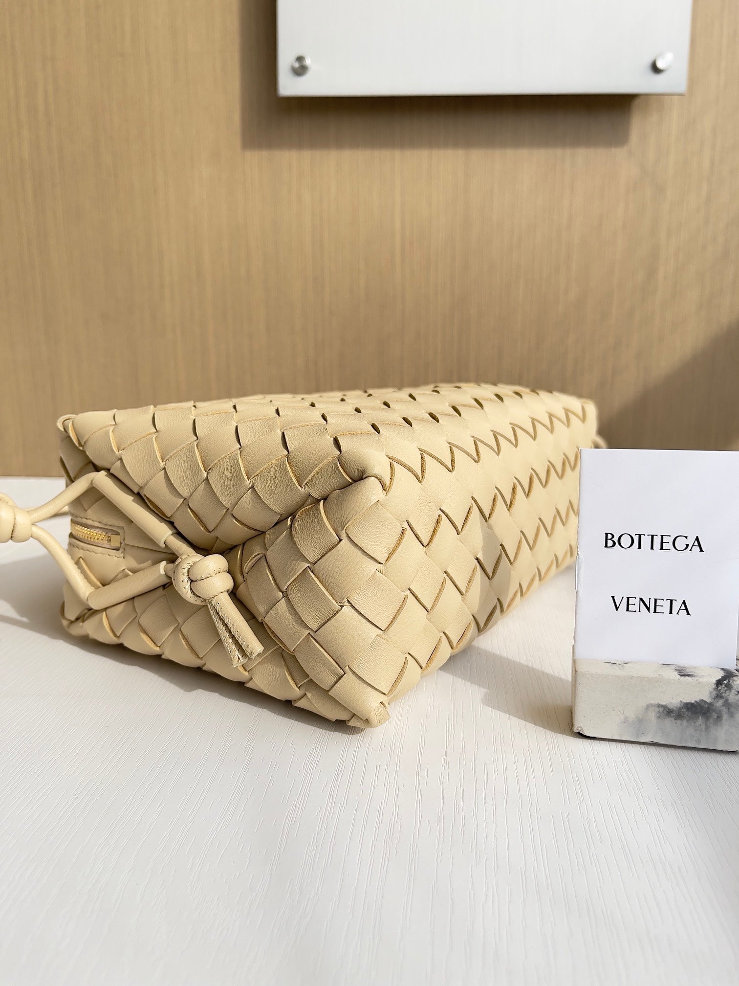 Bottega Veneta Small Loop Camera Bag 680255 Lambskin Apricot