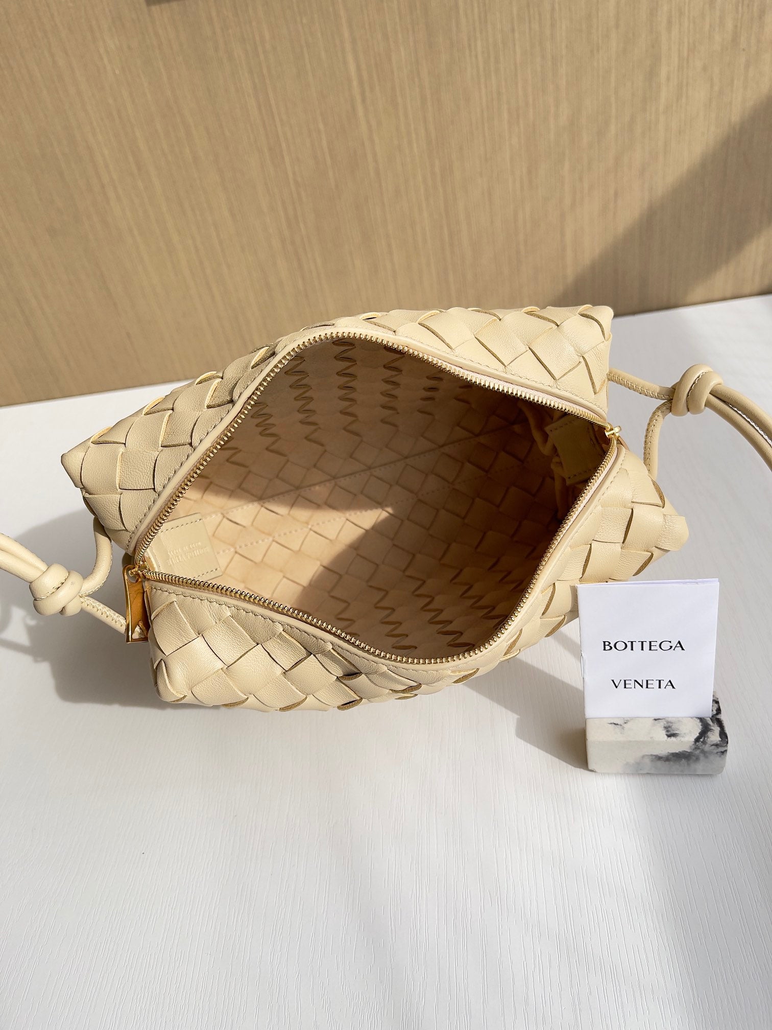 Bottega Veneta Small Loop Camera Bag 680255 Lambskin Apricot