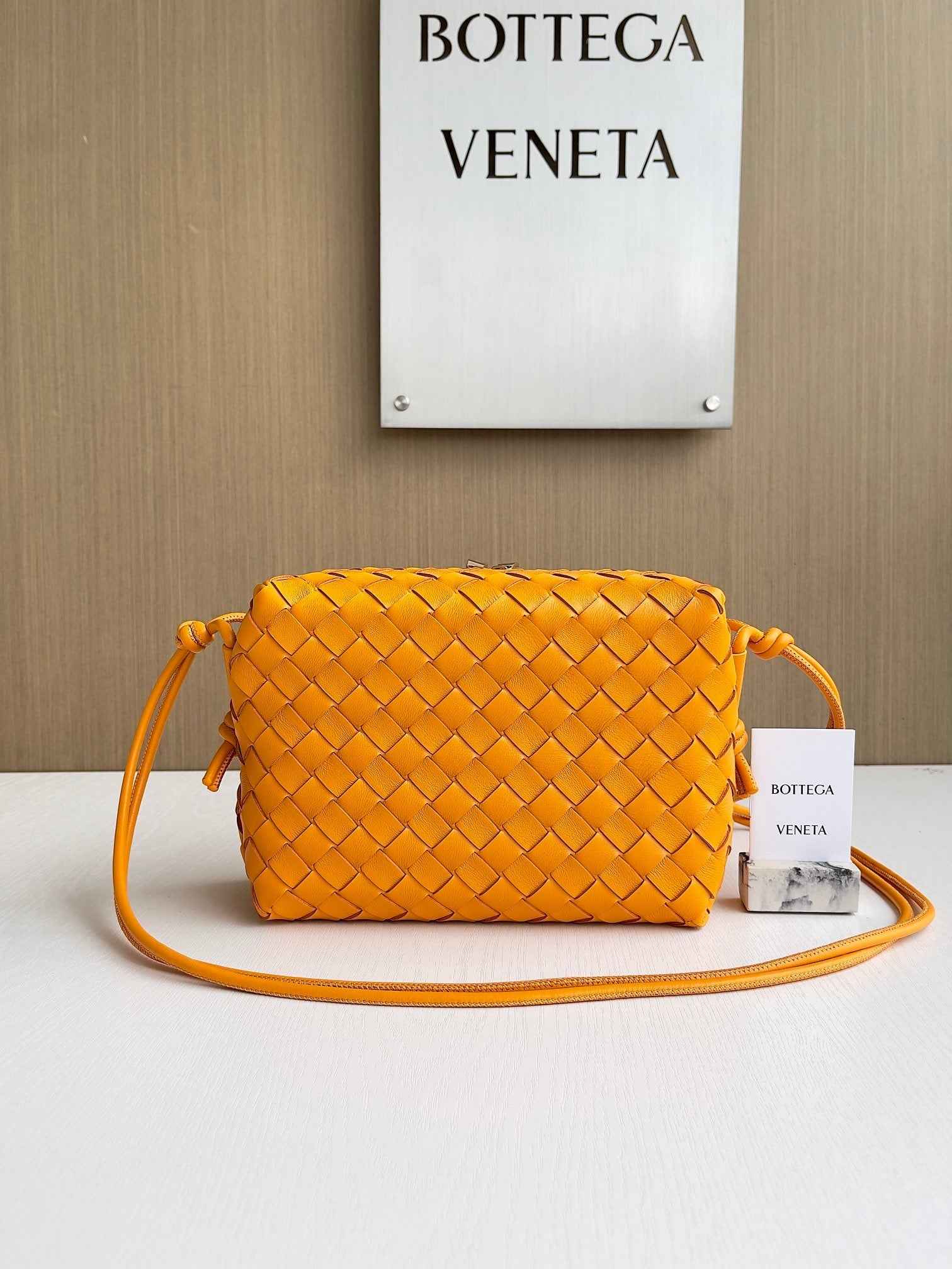 Bottega Veneta Small Loop Camera Bag 680255 Lambskin Dark Yellow