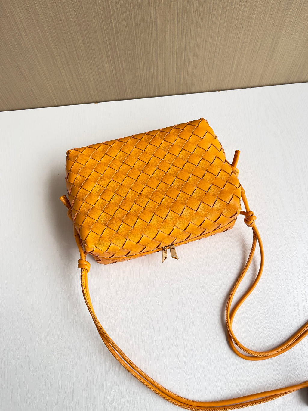 Bottega Veneta Small Loop Camera Bag 680255 Lambskin Dark Yellow
