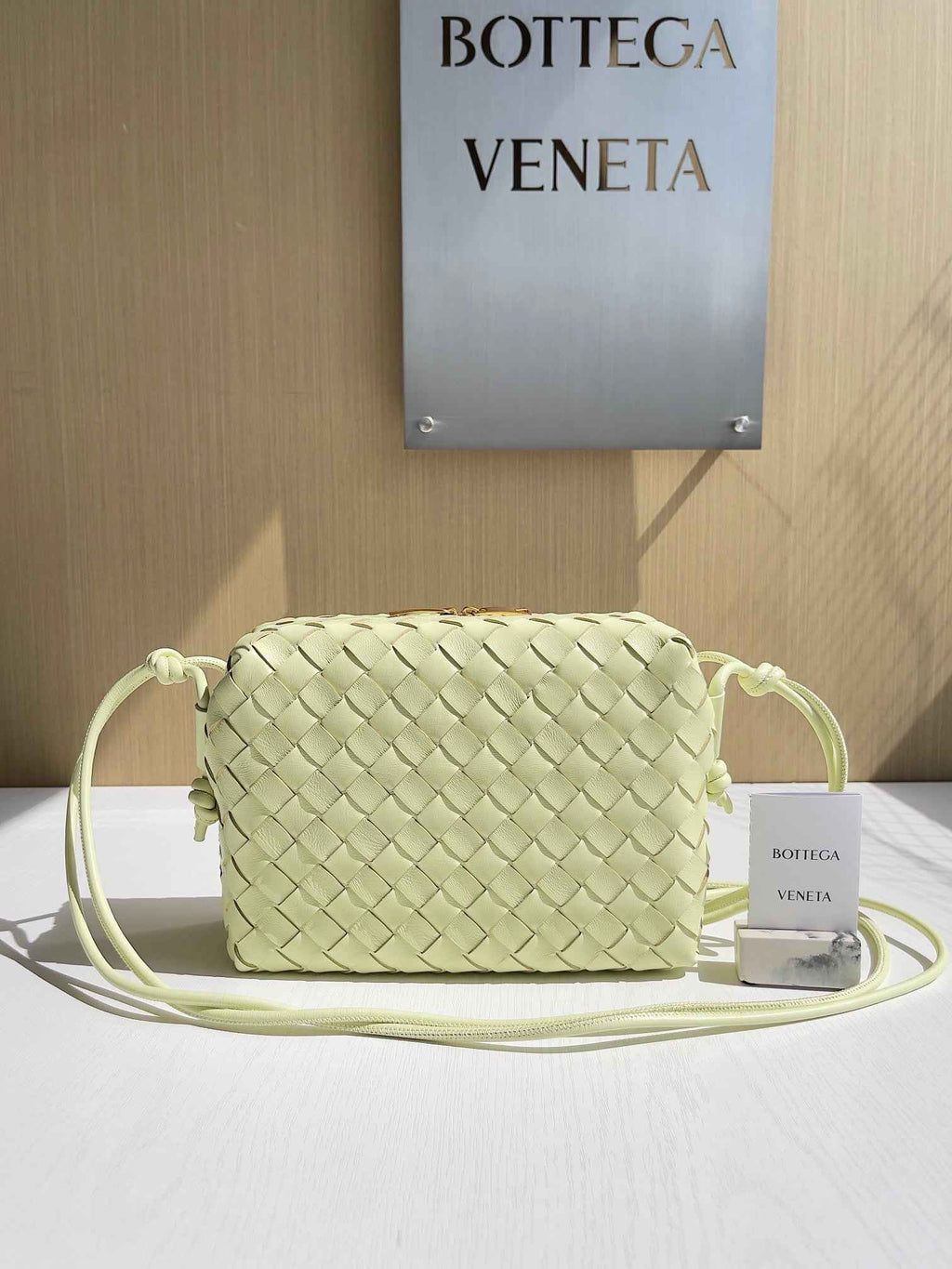 Bottega Veneta Small Loop Camera Bag 680255 Lambskin Light Yellow