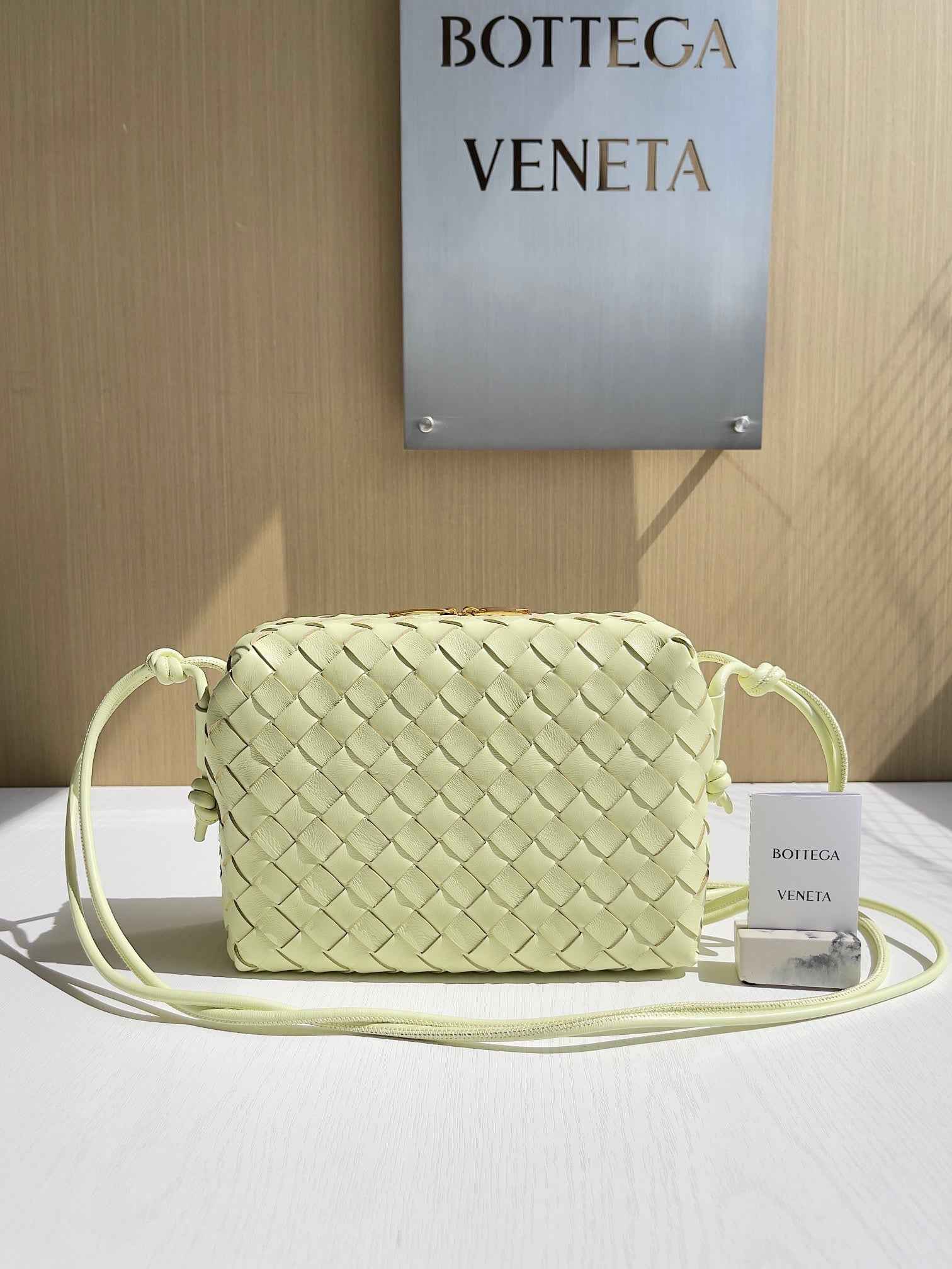 Bottega Veneta Small Loop Camera Bag 680255 Lambskin Light Yellow