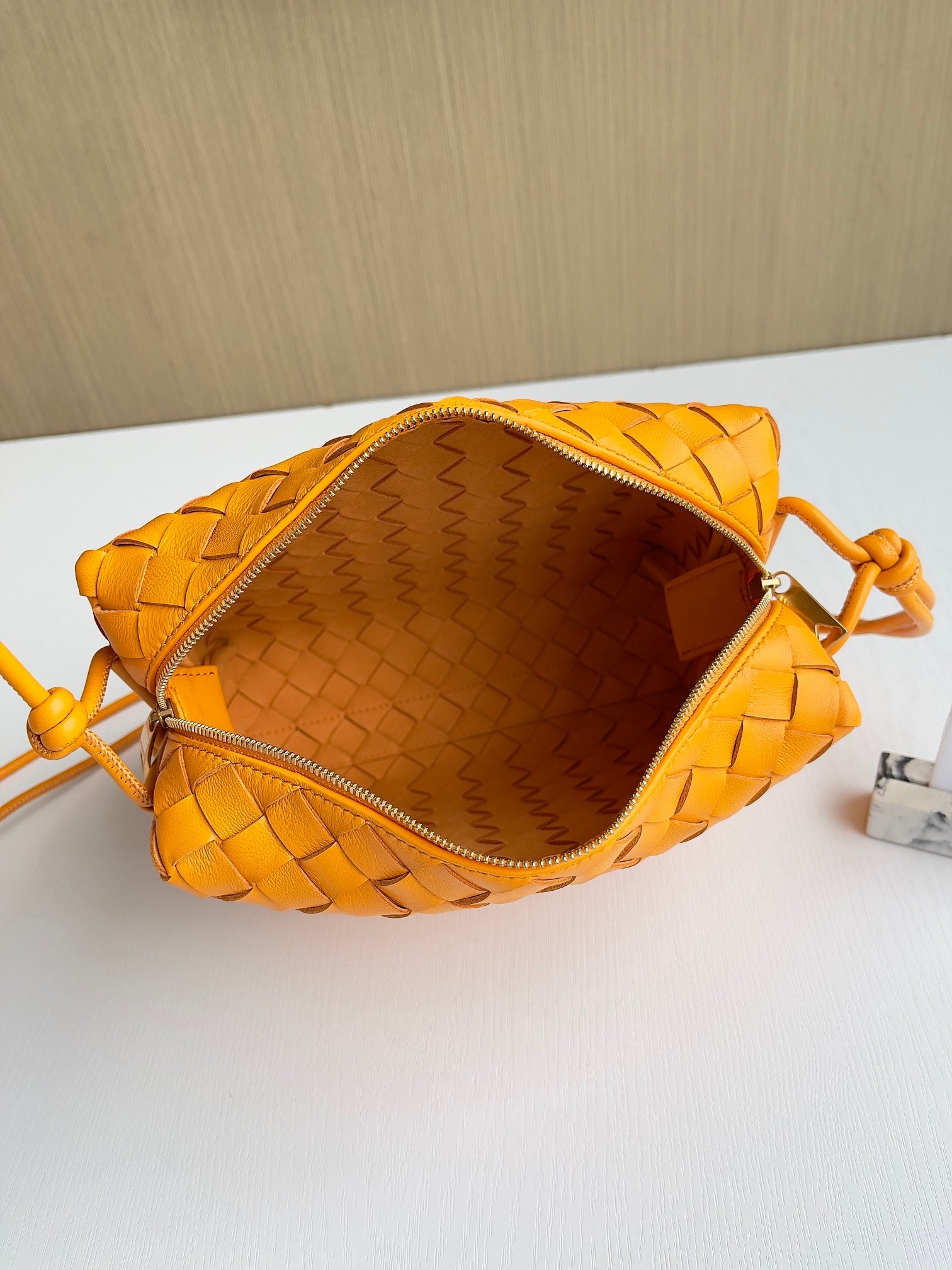 Bottega Veneta Small Loop Camera Bag 680255 Lambskin Dark Yellow