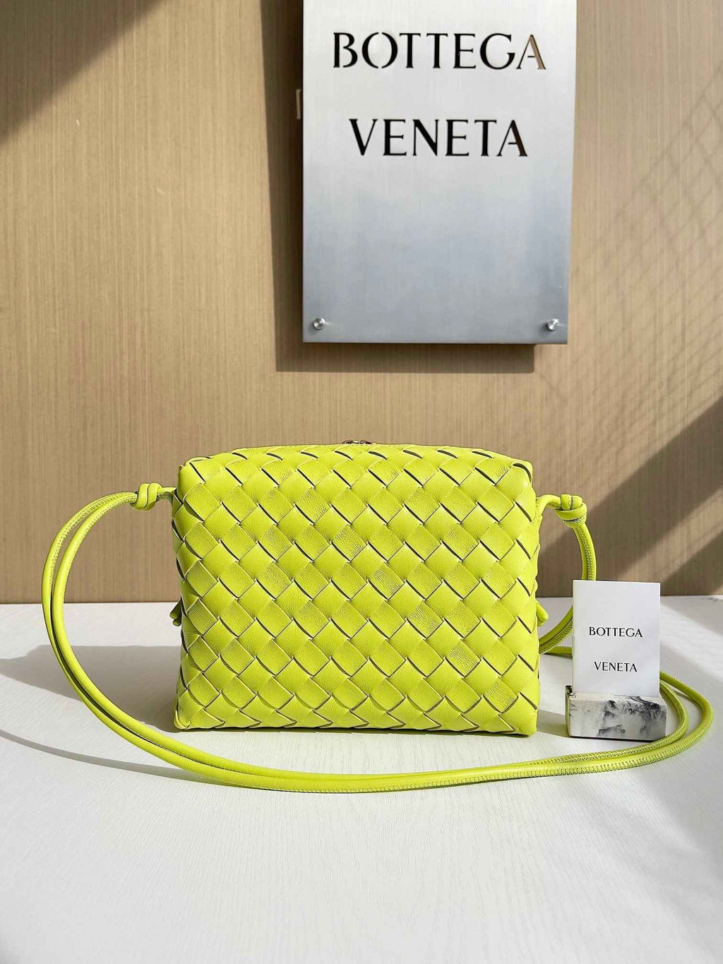 Bottega Veneta Small Loop Camera Bag 680255 Lambskin Lemon Yellow
