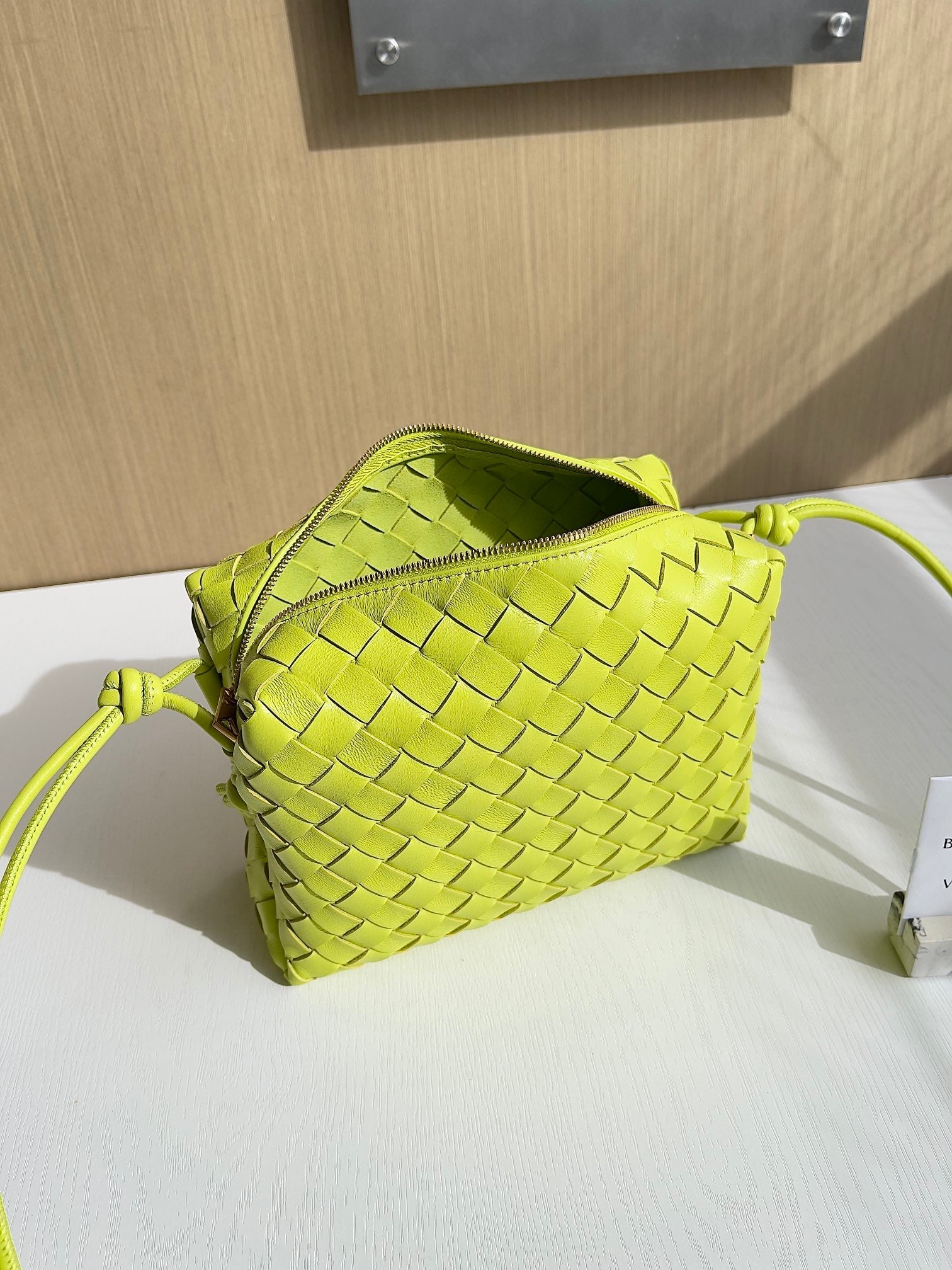 Bottega Veneta Small Loop Camera Bag 680255 Lambskin Lemon Yellow