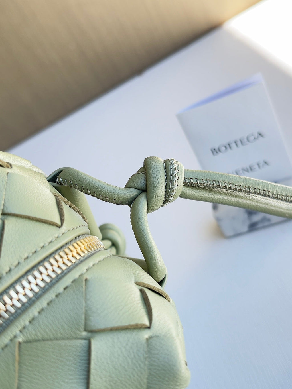 Bottega Veneta Small Loop Camera Bag 680255 Lambskin Light Green