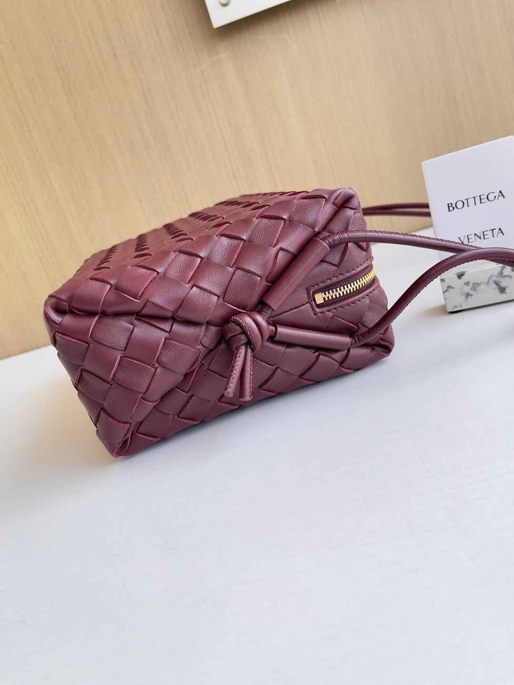 Bottega Veneta Small Loop Camera Bag 680255 Lambskin Wine Red