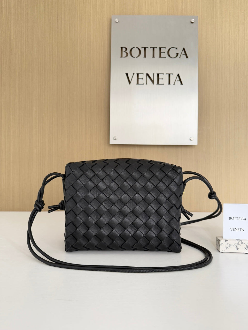 Bottega Veneta Small Loop Camera Cross-Body Bag 680255 Lambskin Black