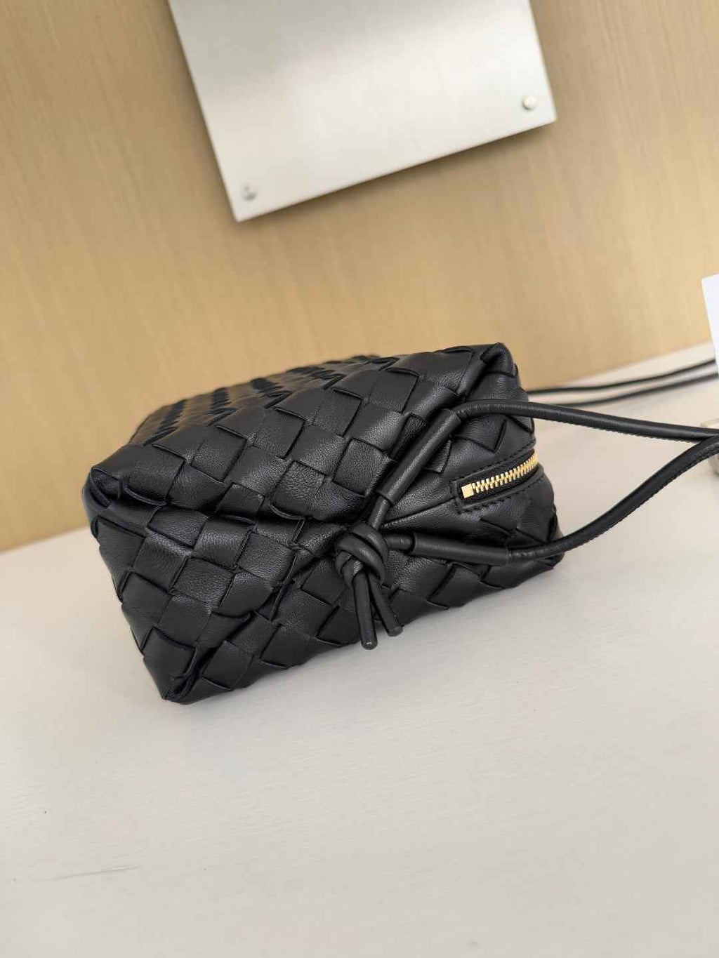 Bottega Veneta Small Loop Camera Cross-Body Bag 680255 Lambskin Black