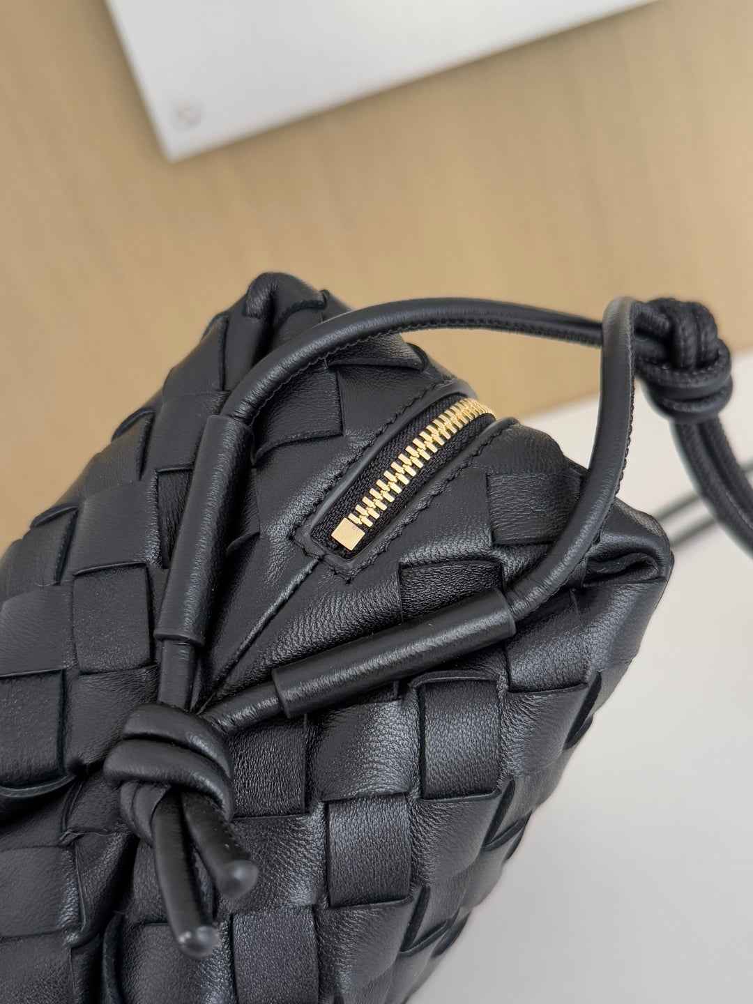 Bottega Veneta Small Loop Camera Cross-Body Bag 680255 Lambskin Black