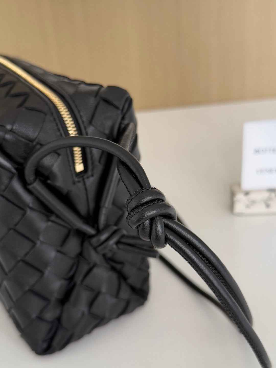 Bottega Veneta Small Loop Camera Cross-Body Bag 680255 Lambskin Black