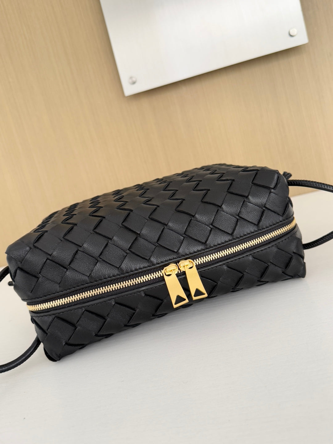 Bottega Veneta Small Loop Camera Cross-Body Bag 680255 Lambskin Black