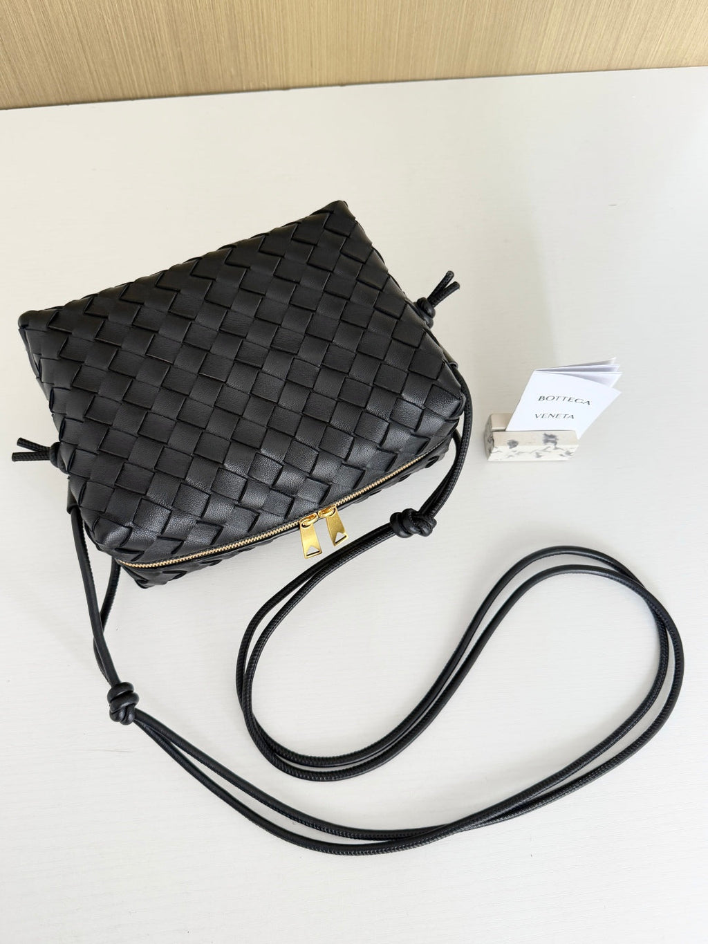 Bottega Veneta Small Loop Camera Cross-Body Bag 680255 Lambskin Black