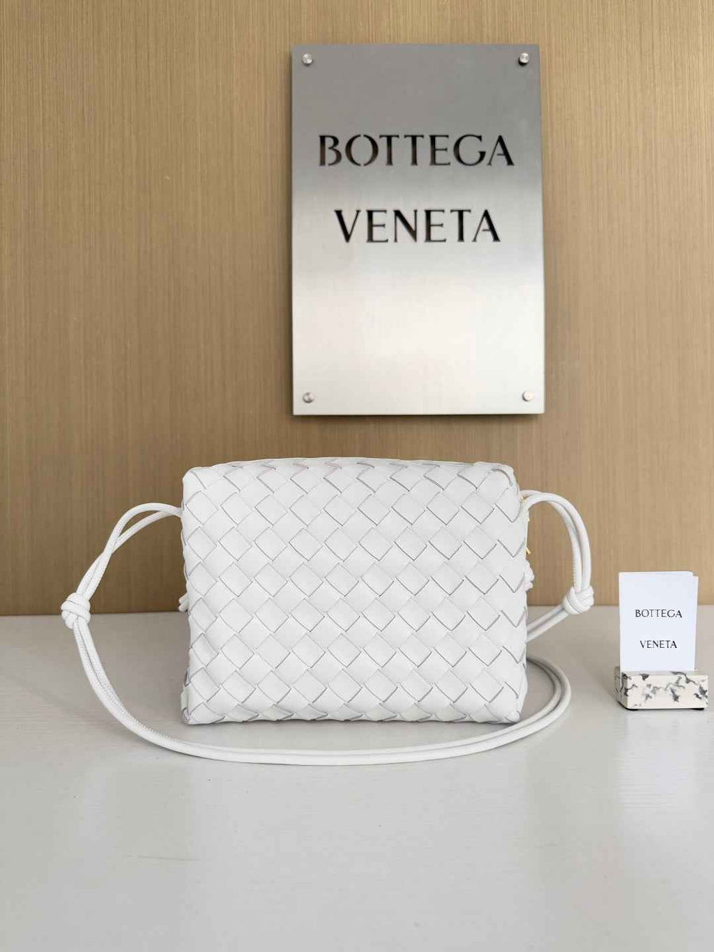 Bottega Veneta Small Loop Camera Bag 680255 Lambskin White