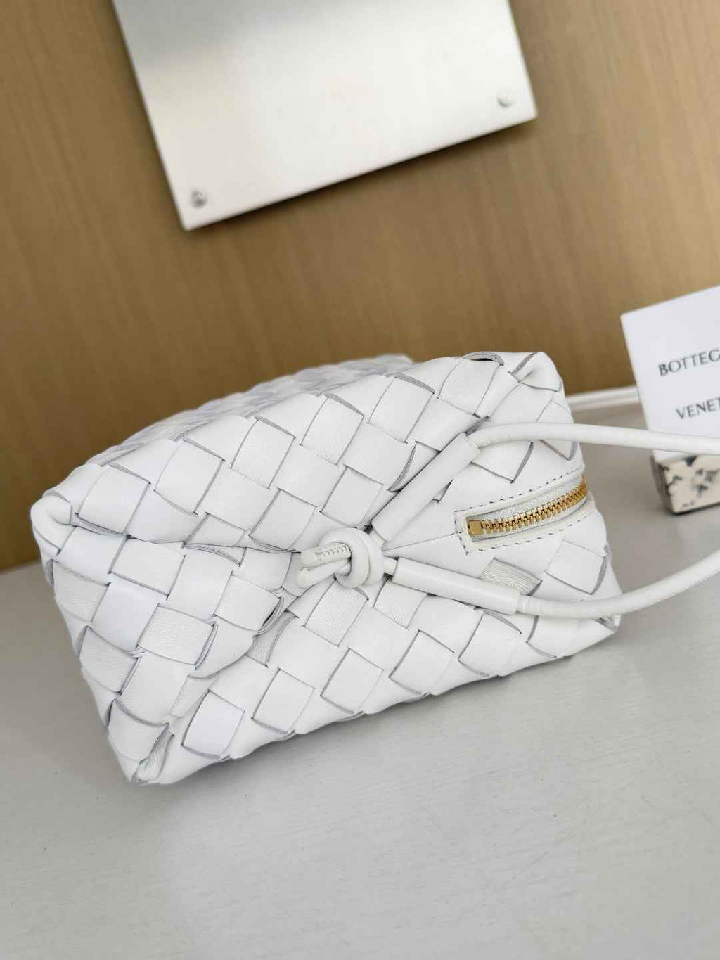 Bottega Veneta Small Loop Camera Bag 680255 Lambskin White