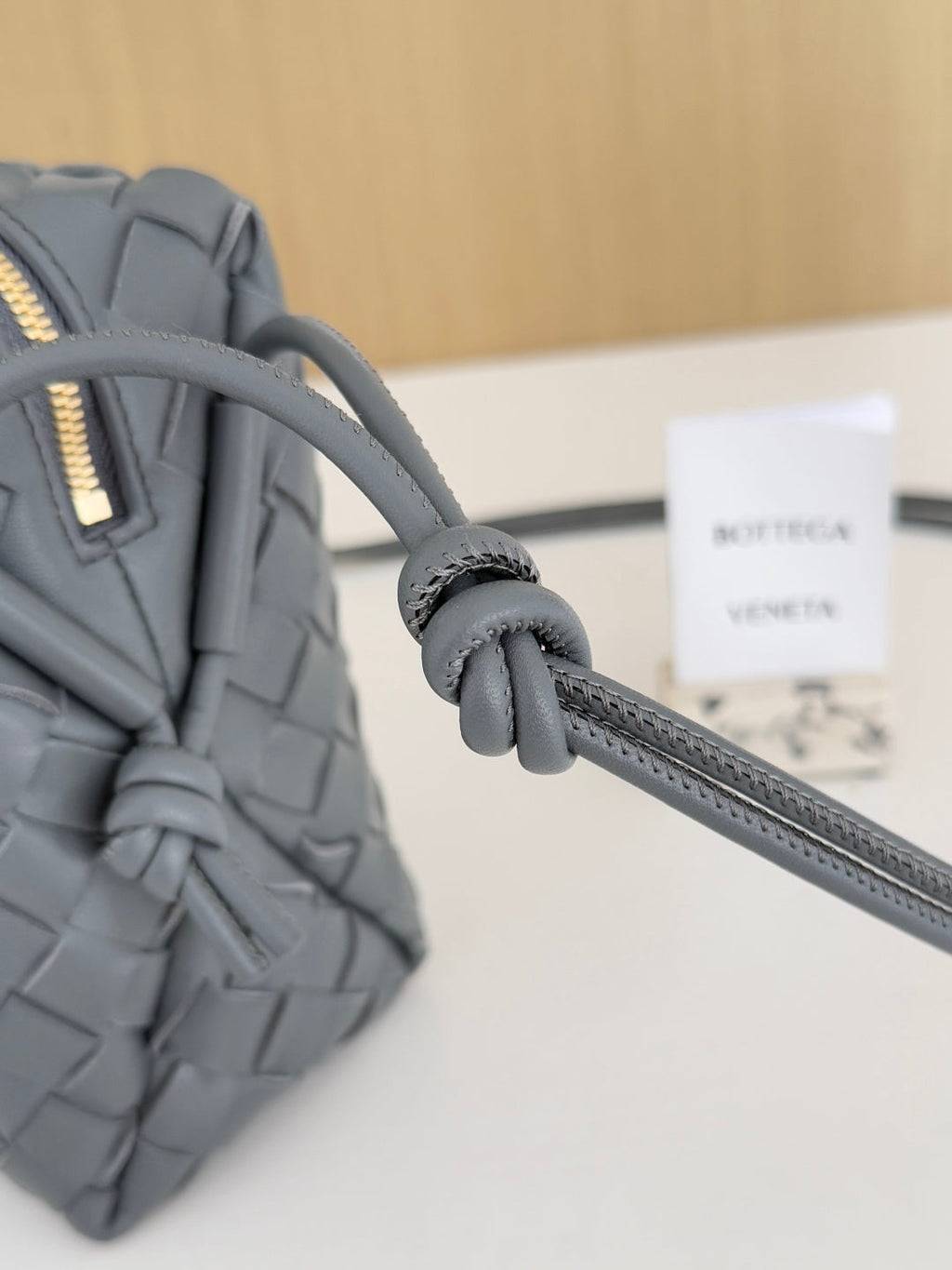 Bottega Veneta Small Loop Camera Bag 680255 Lambskin Gray