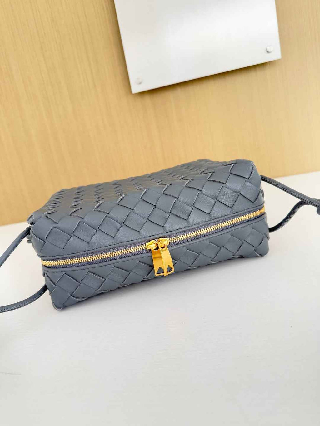 Bottega Veneta Small Loop Camera Bag 680255 Lambskin Gray