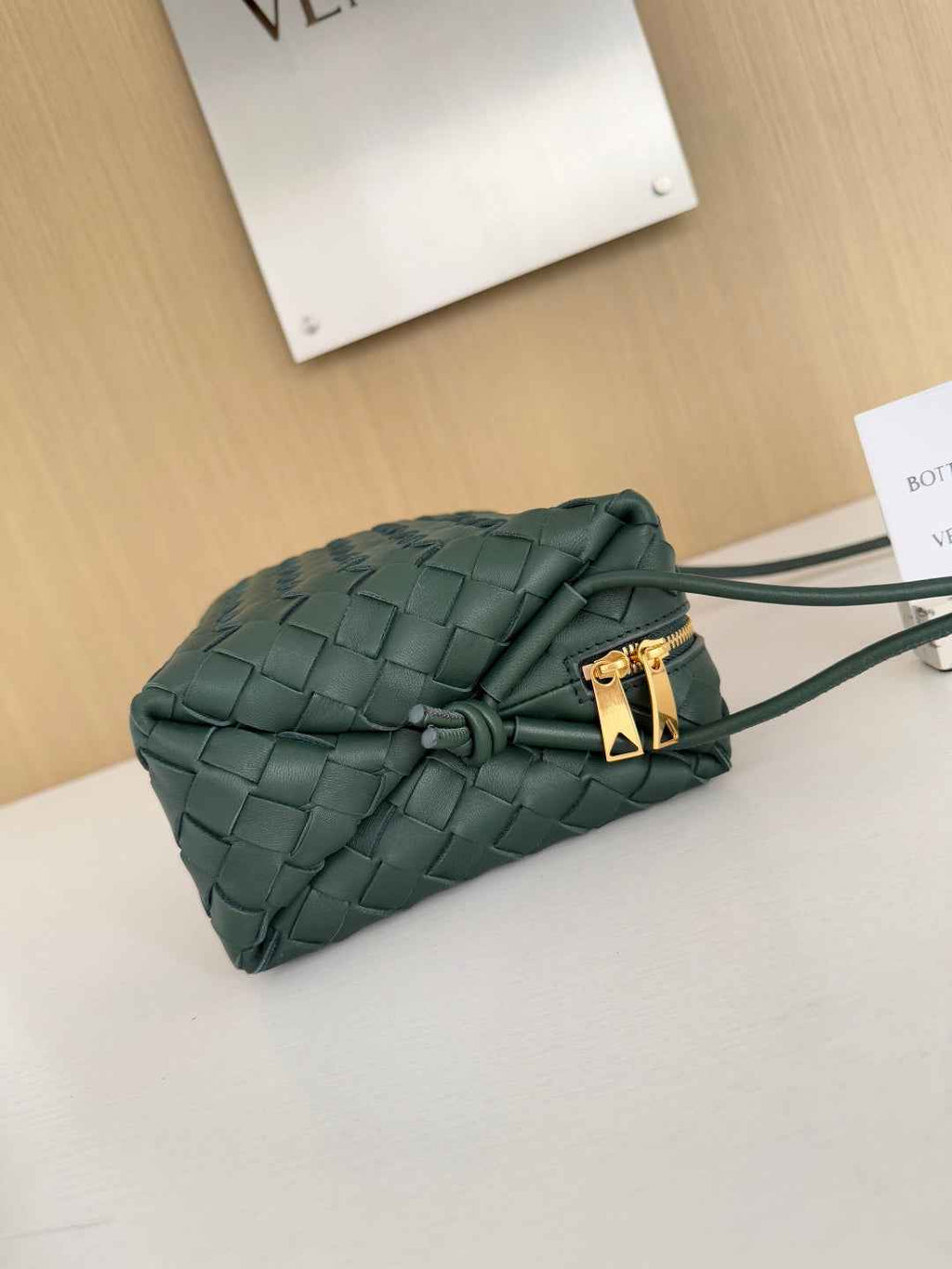 Bottega Veneta Small Loop Camera Bag 680255 Lambskin Dark Green