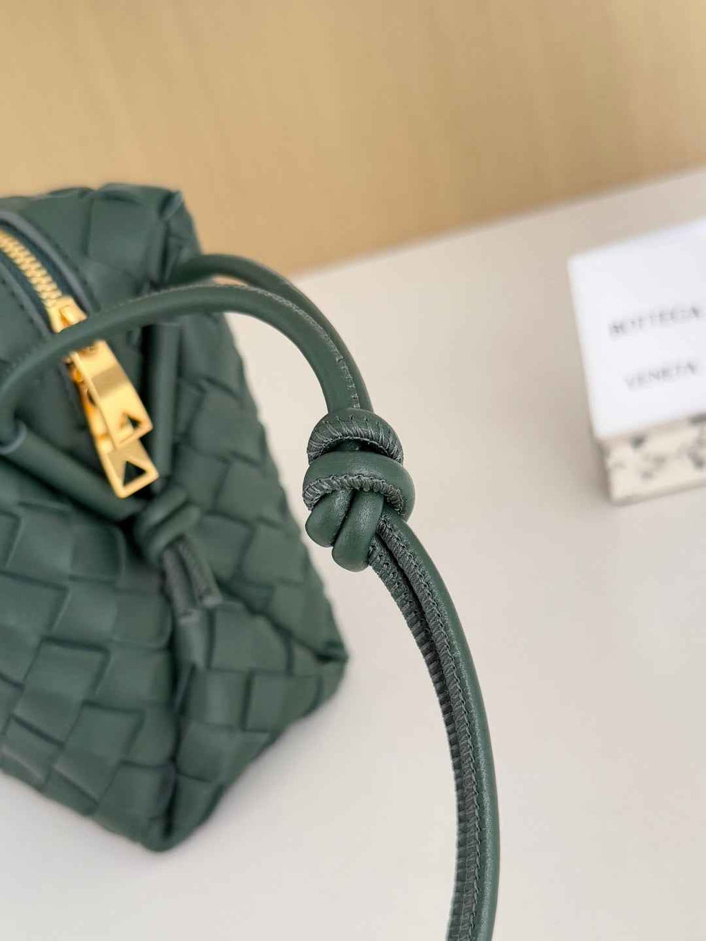 Bottega Veneta Small Loop Camera Bag 680255 Lambskin Dark Green