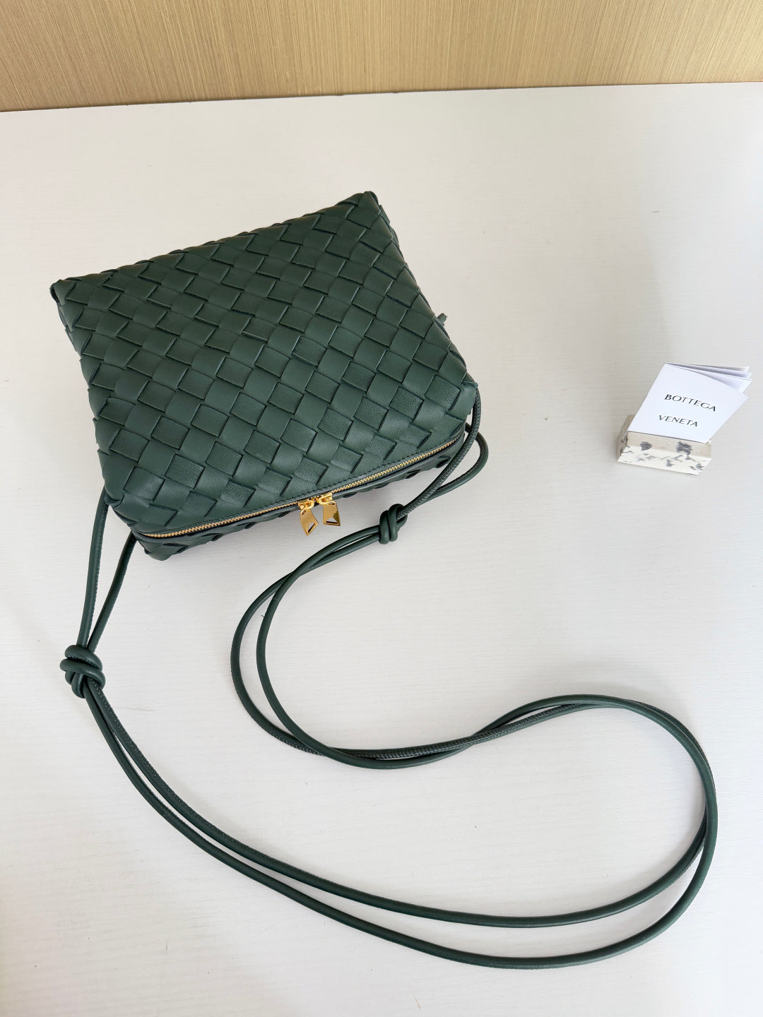 Bottega Veneta Small Loop Camera Bag 680255 Lambskin Dark Green