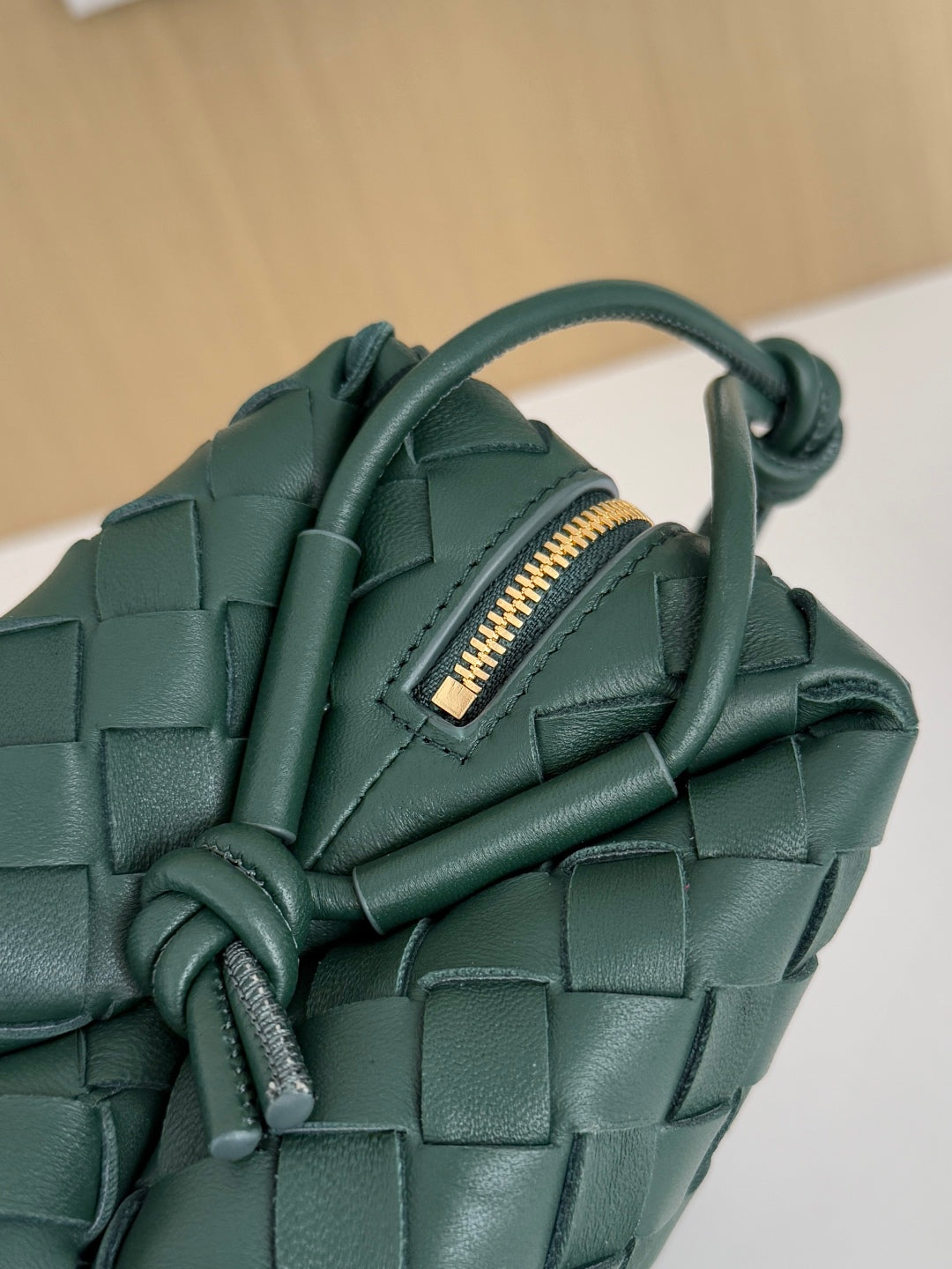 Bottega Veneta Small Loop Camera Bag 680255 Lambskin Dark Green