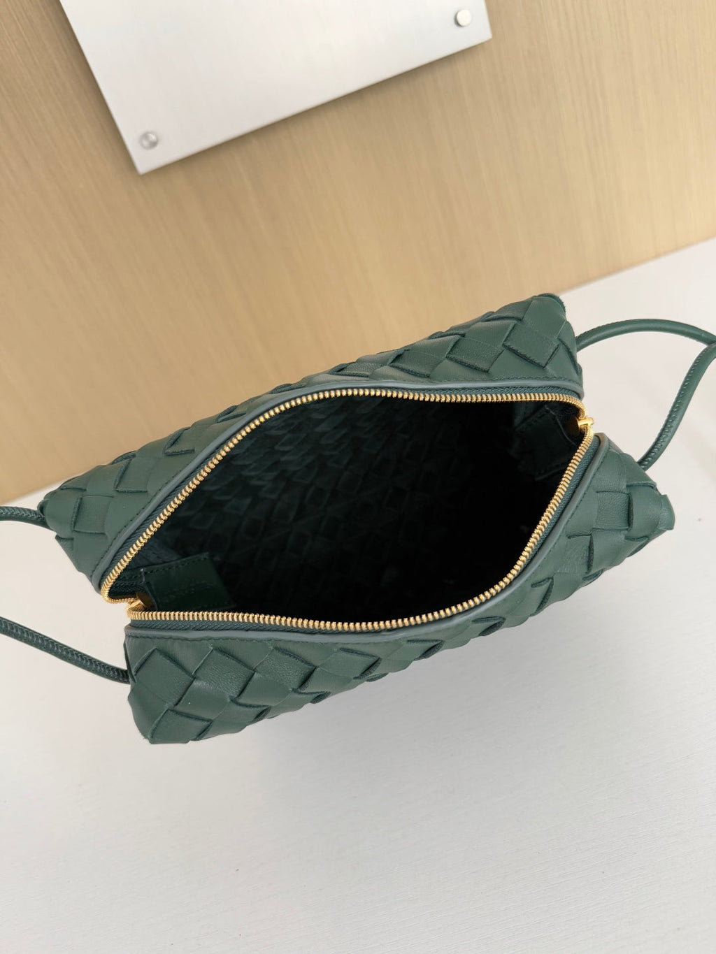 Bottega Veneta Small Loop Camera Bag 680255 Lambskin Dark Green