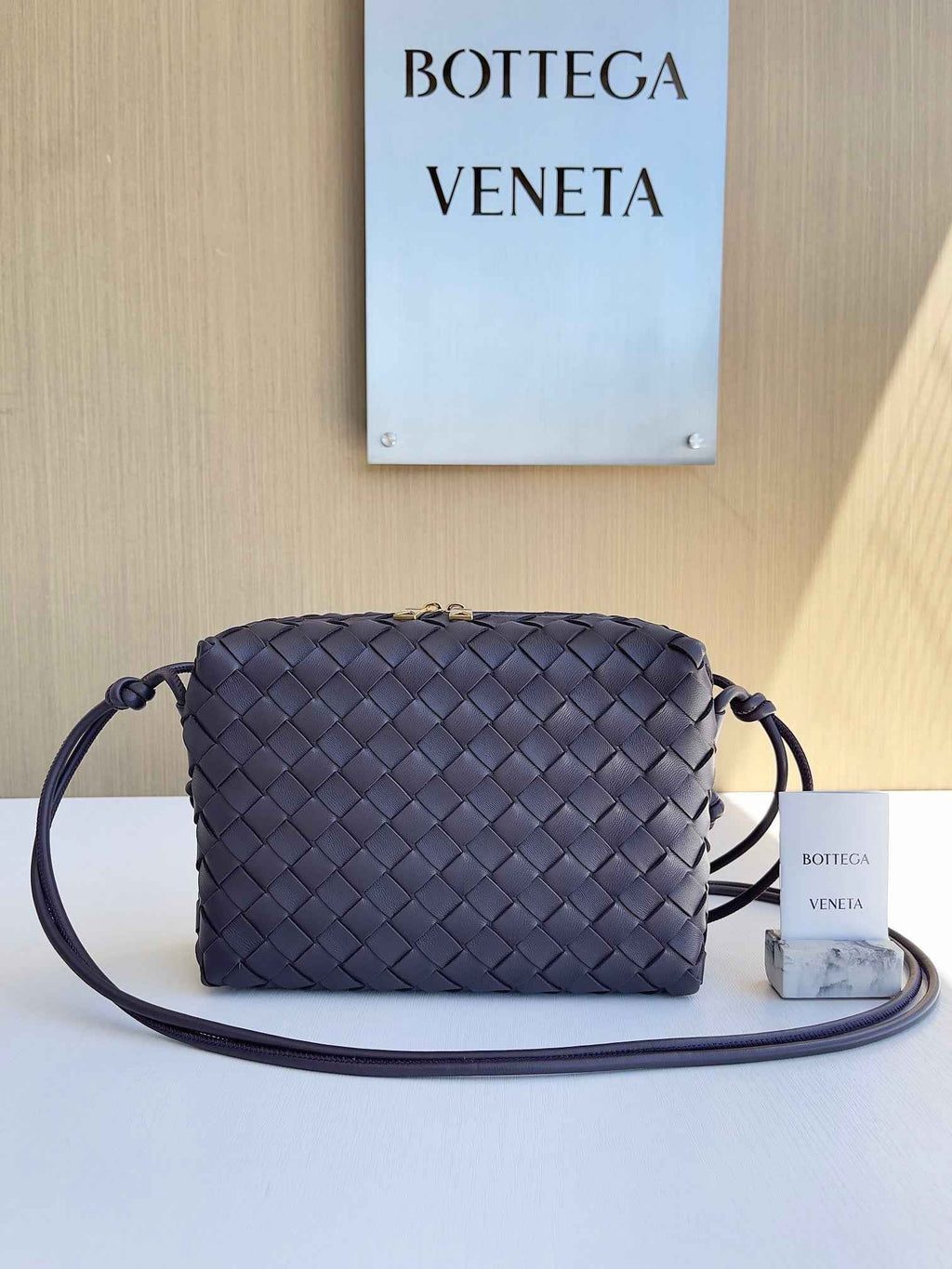 Bottega Veneta Small Loop Camera Bag 680255 Lambskin Dark Purple
