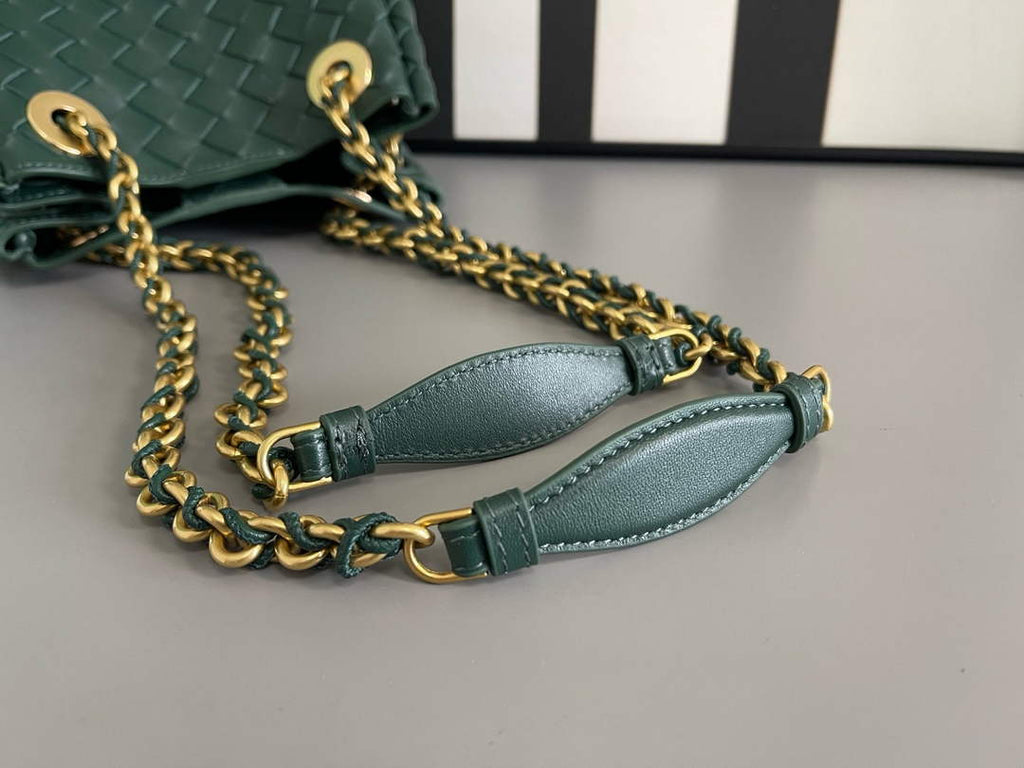 Bottega Veneta Small Parachute Chain Bag 817175 Lambskin Green