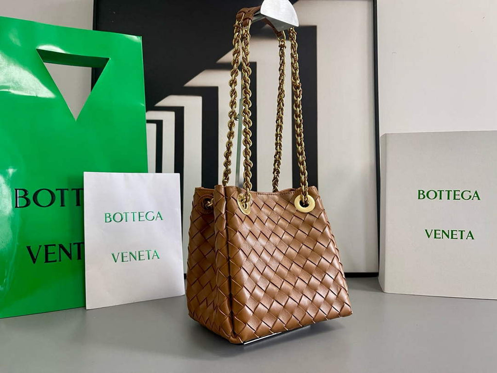 Bottega Veneta Small Parachute Chain Bag 817175 Lambskin Brown