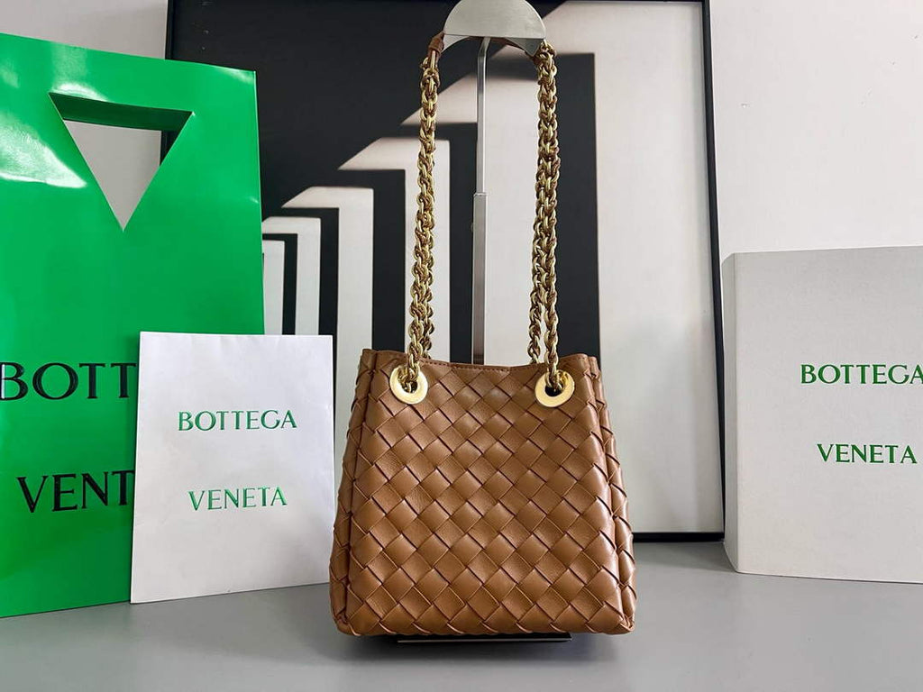 Bottega Veneta Small Parachute Chain Bag 817175 Lambskin Brown