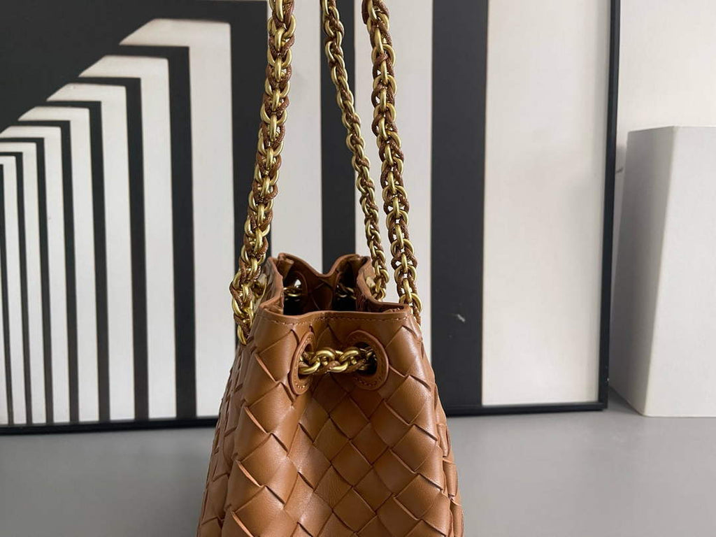 Bottega Veneta Small Parachute Chain Bag 817175 Lambskin Brown