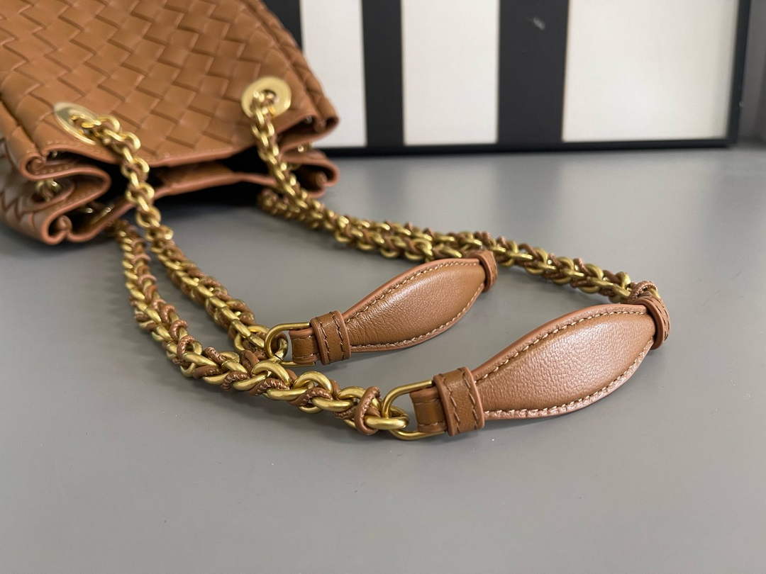 Bottega Veneta Small Parachute Chain Bag 817175 Lambskin Brown