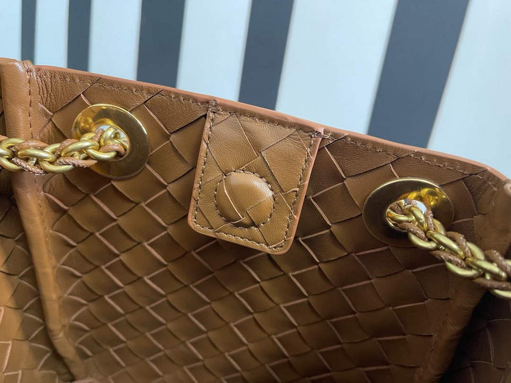 Bottega Veneta Small Parachute Chain Bag 817175 Lambskin Brown