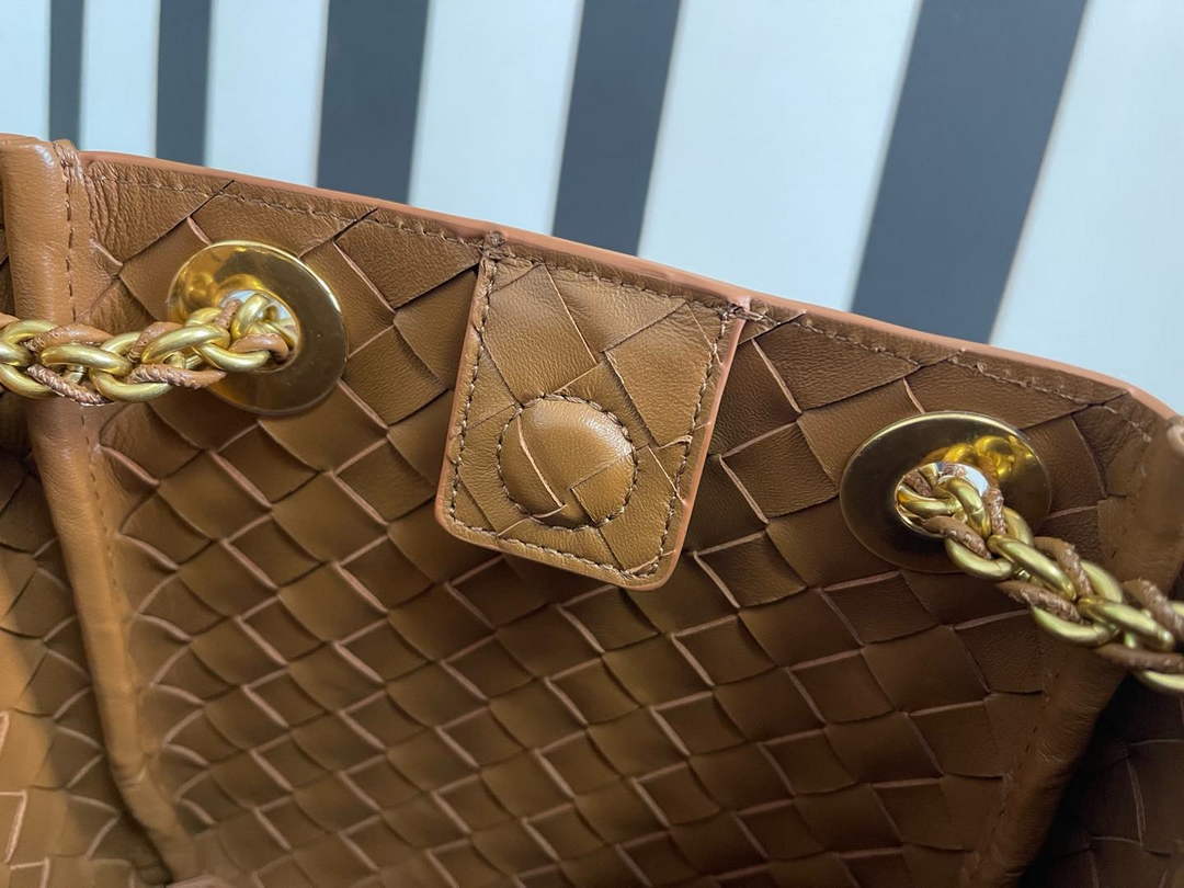 Bottega Veneta Small Parachute Chain Bag 817175 Lambskin Brown